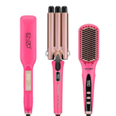 اتو و حالت دهنده ی مو انزو پروفیشینال مدل EN_3956B به همراه برس حرارتی و فرکننده