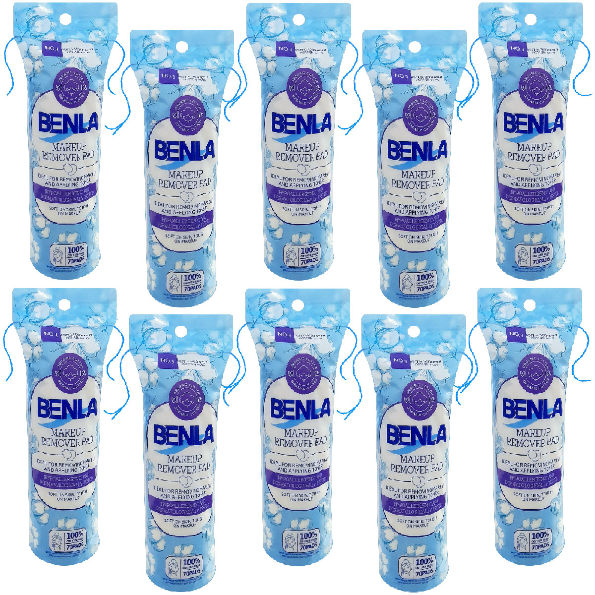 پد پاک کننده آرایش صورت بنلا مدل 010 مجموعه 10 عددی