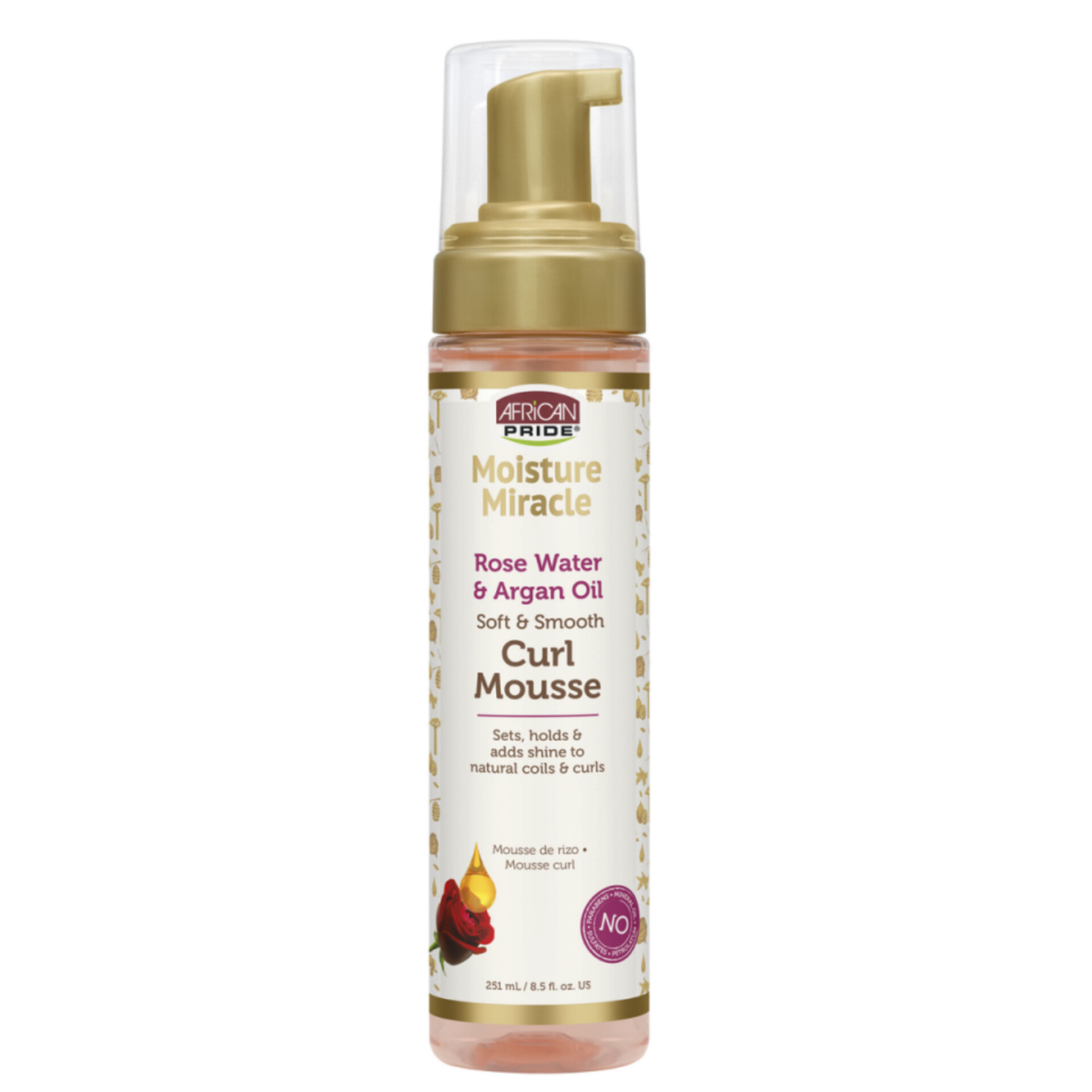 موس مو آفریکن پراید مدل رز واتر و روغن آرگان حجم 251 میلی‌لیتر