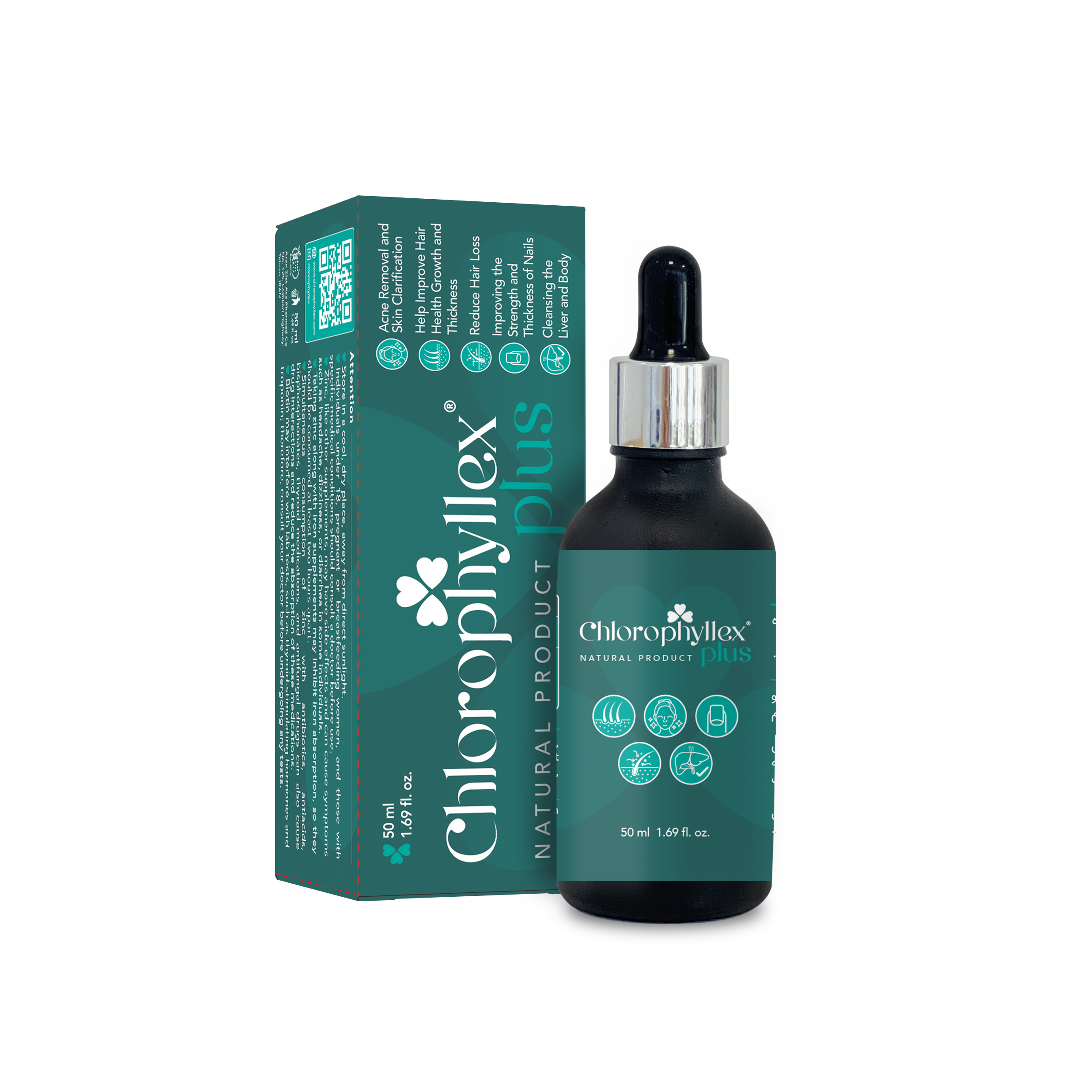 کلروفیل مایع کلروفیلکس مدل پلاس حجم 50 میلیلیتر