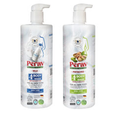 شامپو بدن پراو مدل شیر و پسته وزن 1000 گرم بسته دو عددی