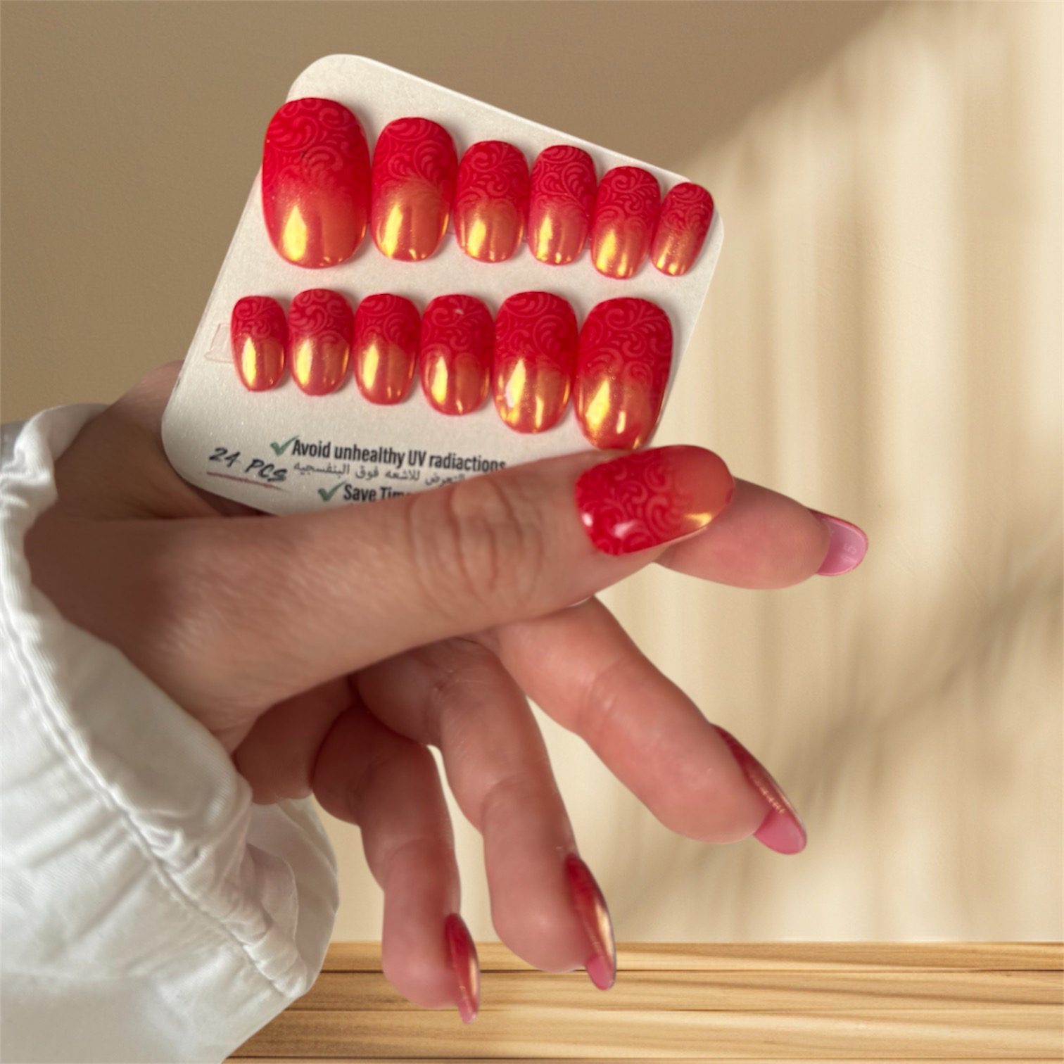 ناخن مصنوعی دست میراکل آرت مدل گرد کد R2400108 بسته 24 عددی