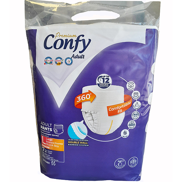 پوشک شورتی بزرگسال کانفی مدل پریمیوم سایز بزرگ مجموعه 6 عددی