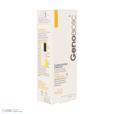 کرم ضدآفتاب بی‌رنگ ژنوبایوتیک SPF50 مدل 01 محافظ UVA ،UVB، مناسب پوست‌های مختلط و چرب، حجم 50 میلی‌لیتر