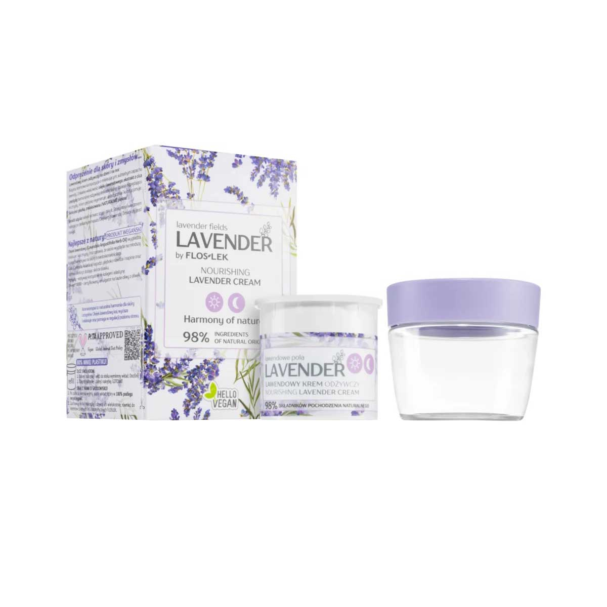 کرم مرطوب کننده صورت فلوس لک مدل LAVENDER مناسب انواع پوست حجم 50 میلی لیتر