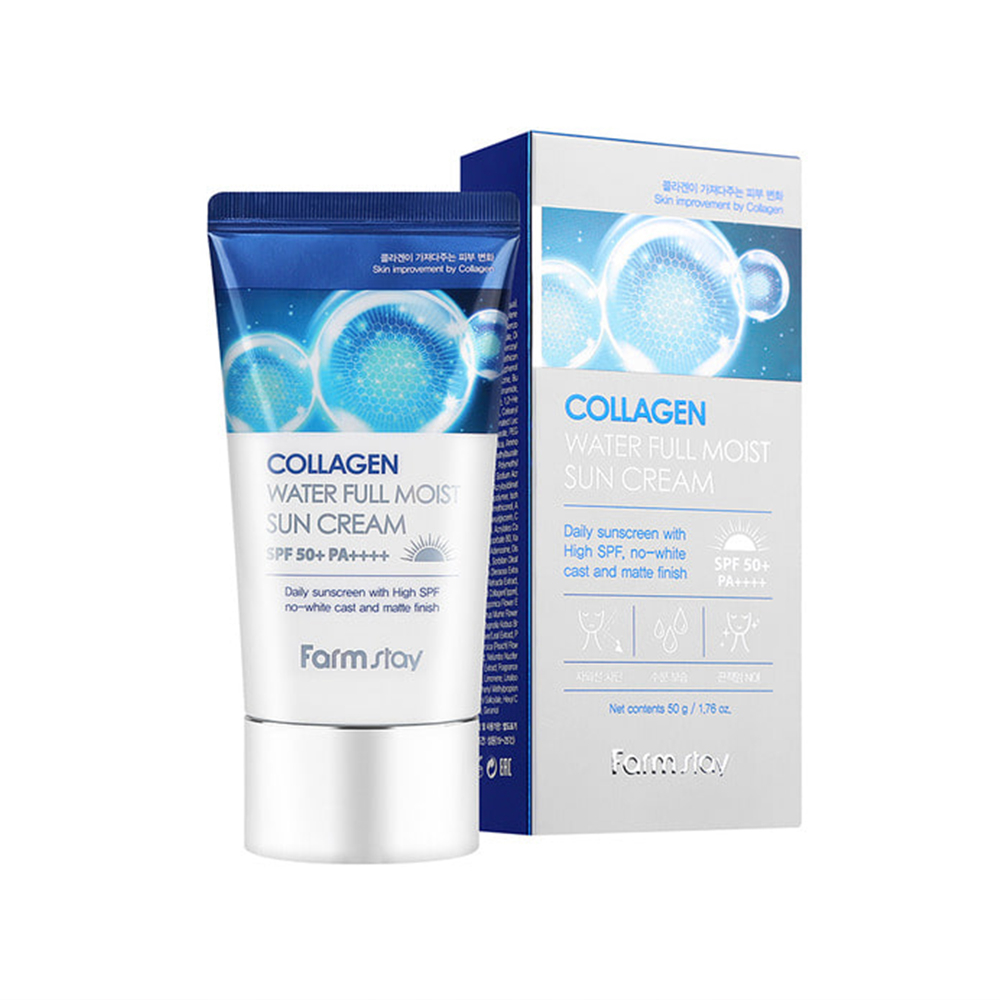 کرم ضد آفتاب بدون رنگ فارم استی SPF 50 مدل Collagen Water مناسب برای انواع پوست وزن 50 گرم