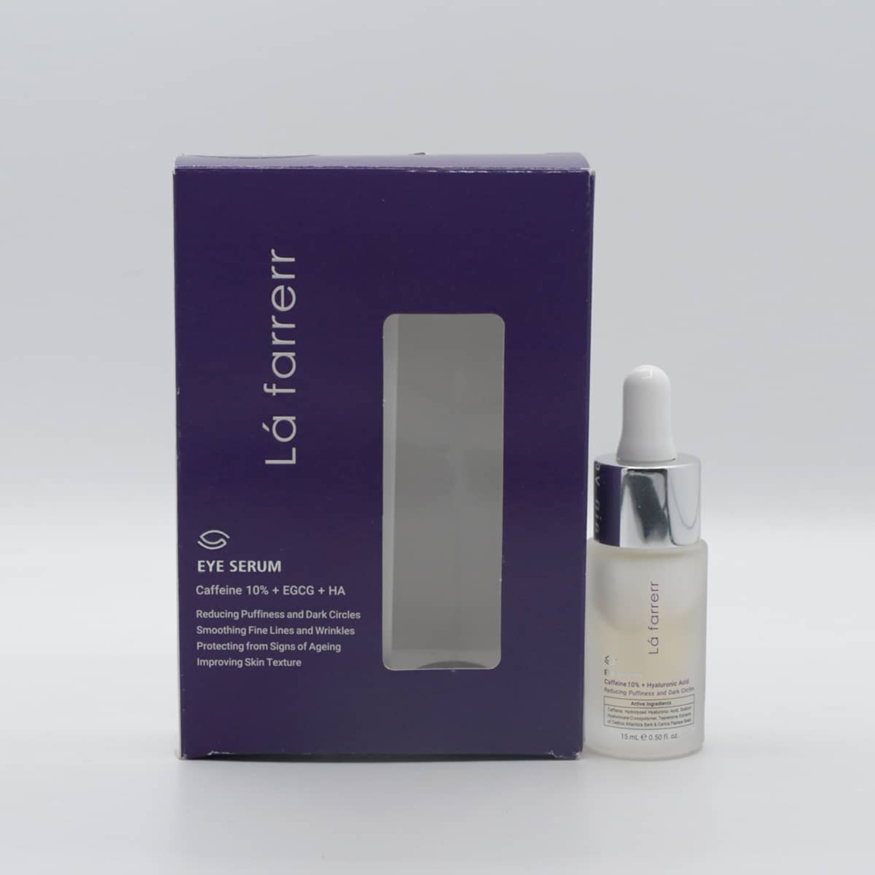 سرم روشن کننده و کاهش دهنده پف دور چشم لافارر مدل کافئین و هیالورونیک اسید حجم 15 میلی لیتر
