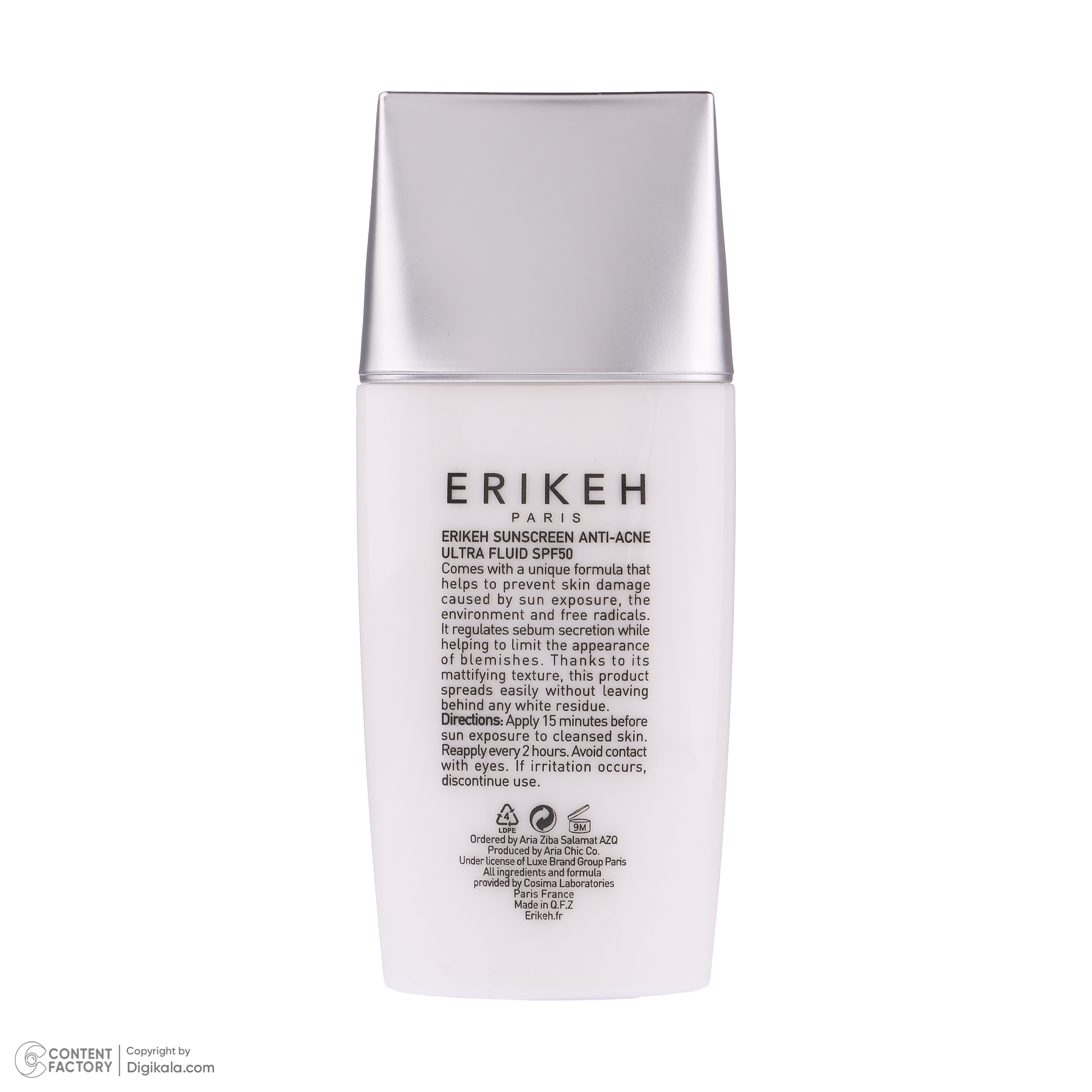 فلوئید ضد آفتاب بی رنگ اریکه مدل Anti-Acne مناسب پوست های آکنه دار حجم 50 میلی لیتر