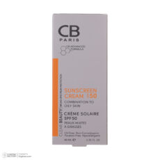 کرم ضد آفتاب بدون رنگ سی بی پاریس SPf 50 مدل CO مناسب پوست های چرب حجم 40 میلی لیتر