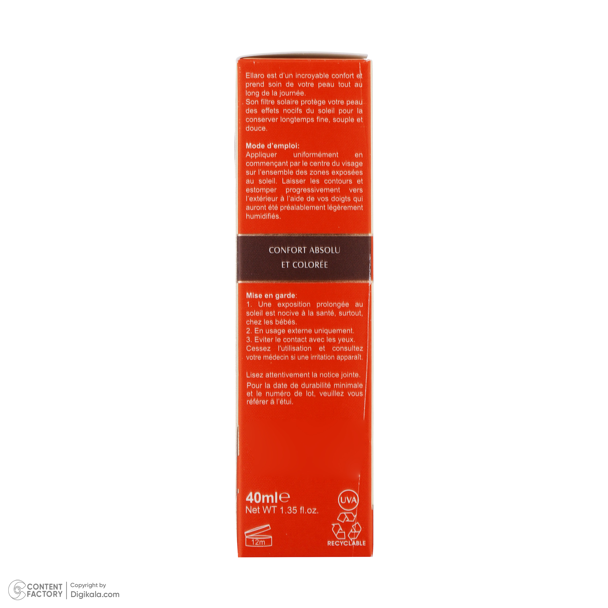 کرم ضد آفتاب رنگی الارو مدل SPF25 محافظ UVA ،UVB، مناسب انواع پوست تحت لیسانس حجم 40 میلی‌لیتر