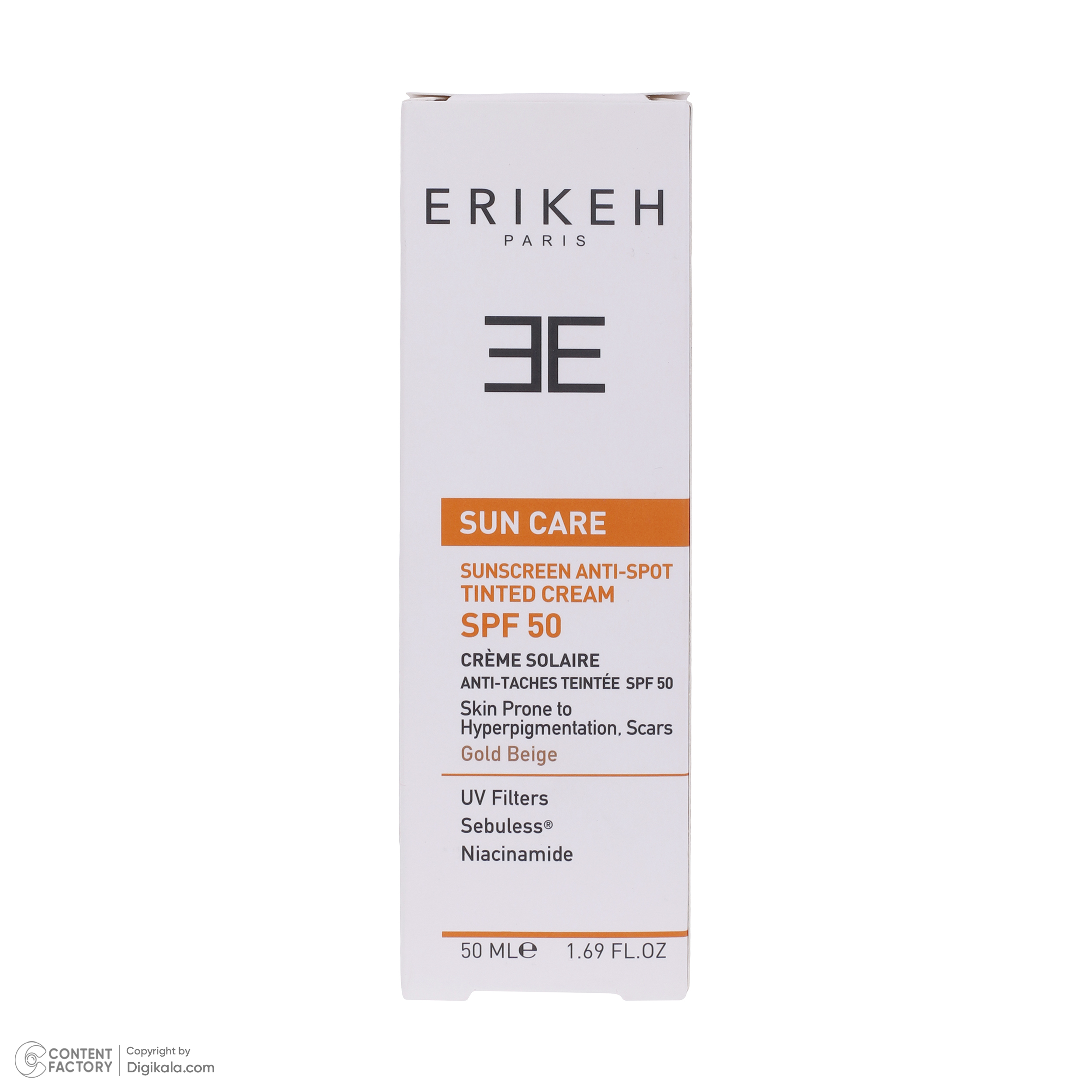 کرم ضد آفتاب رنگی اریکه SPF50 مدل Anti-Spot مناسب انواع پوست حجم 50 میلیلیتر