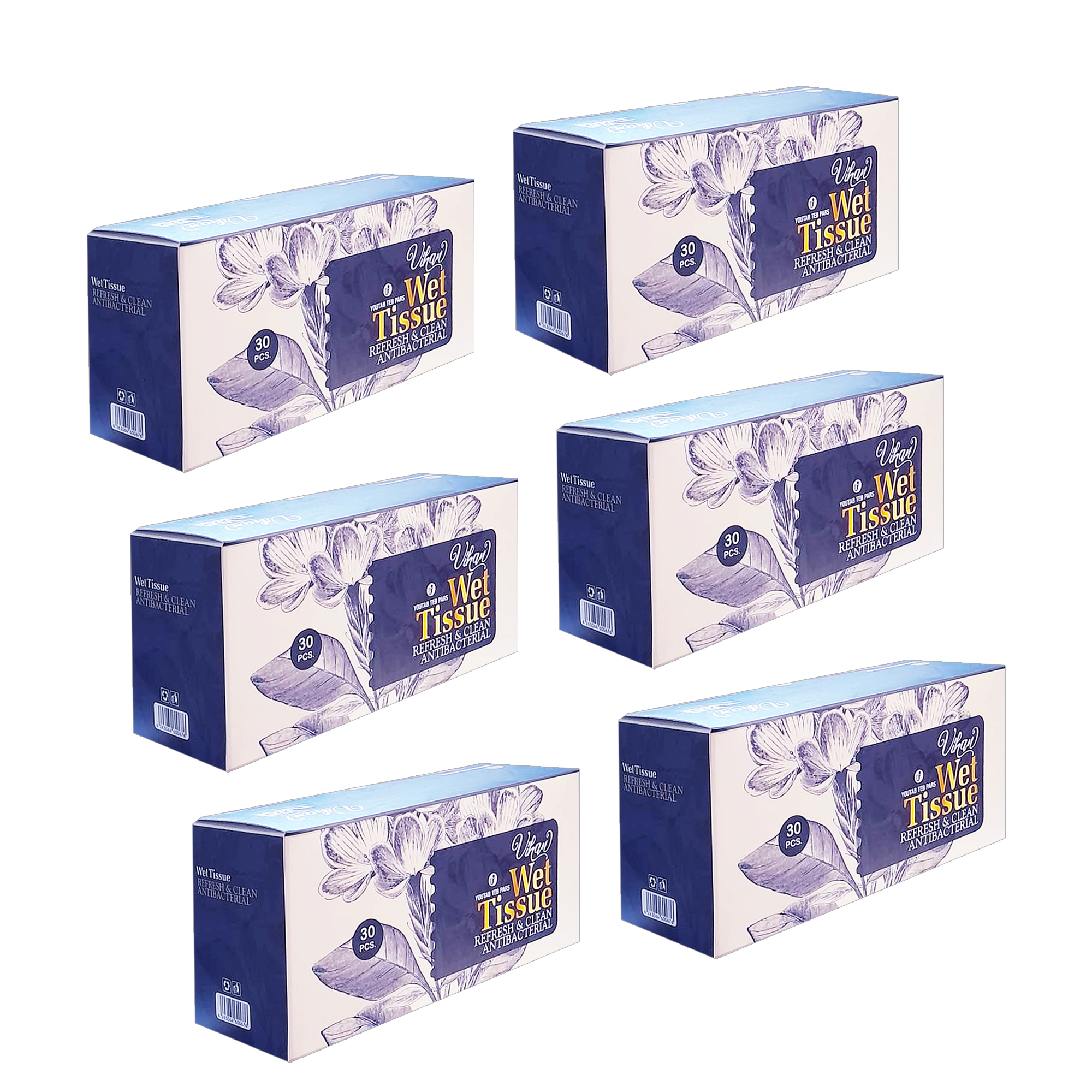 دستمال مرطوب ویهان مدل AntiBacterial شش بسته 30 عددی