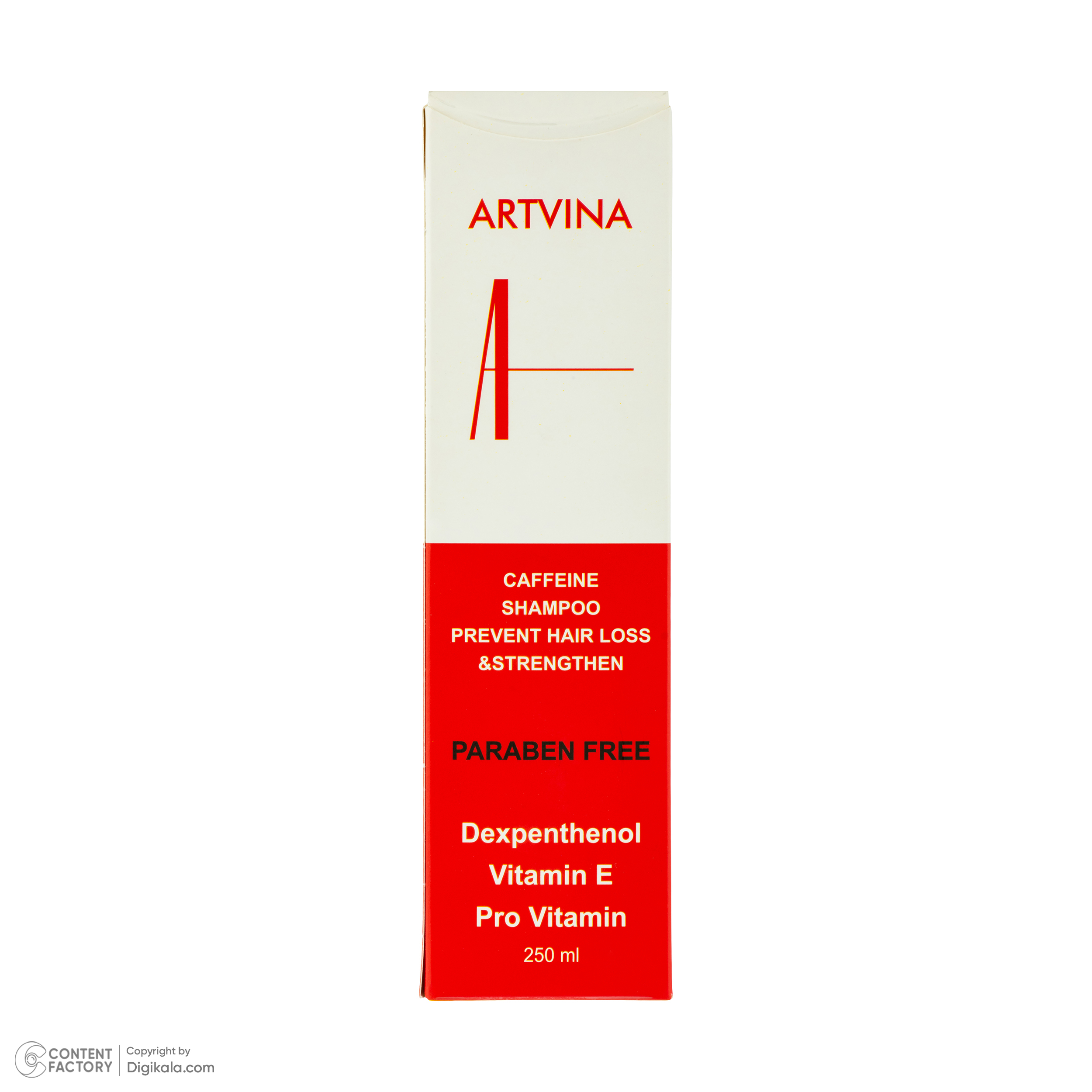 شامپو تقویت کننده و ضد ریزش مو آرت وینا مدل کافئین پلاس مناسب انواع مو حجم 250 میلی لیتر