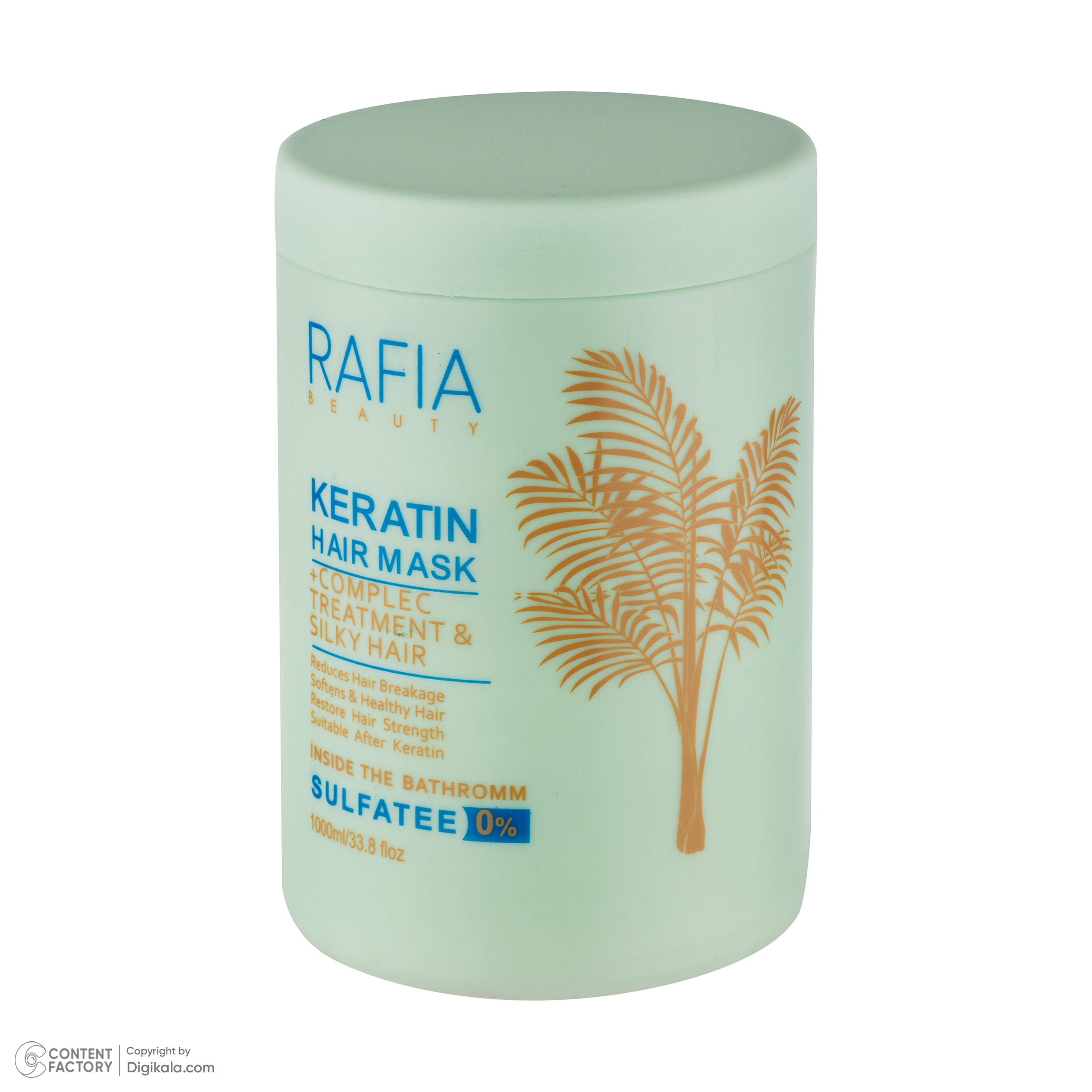 ماسک ترمیم کننده مو رافیا مدل TREATENT مناسب برای موهای رنگ شده و کراتین شده حجم 1000 میلی‌لیتر