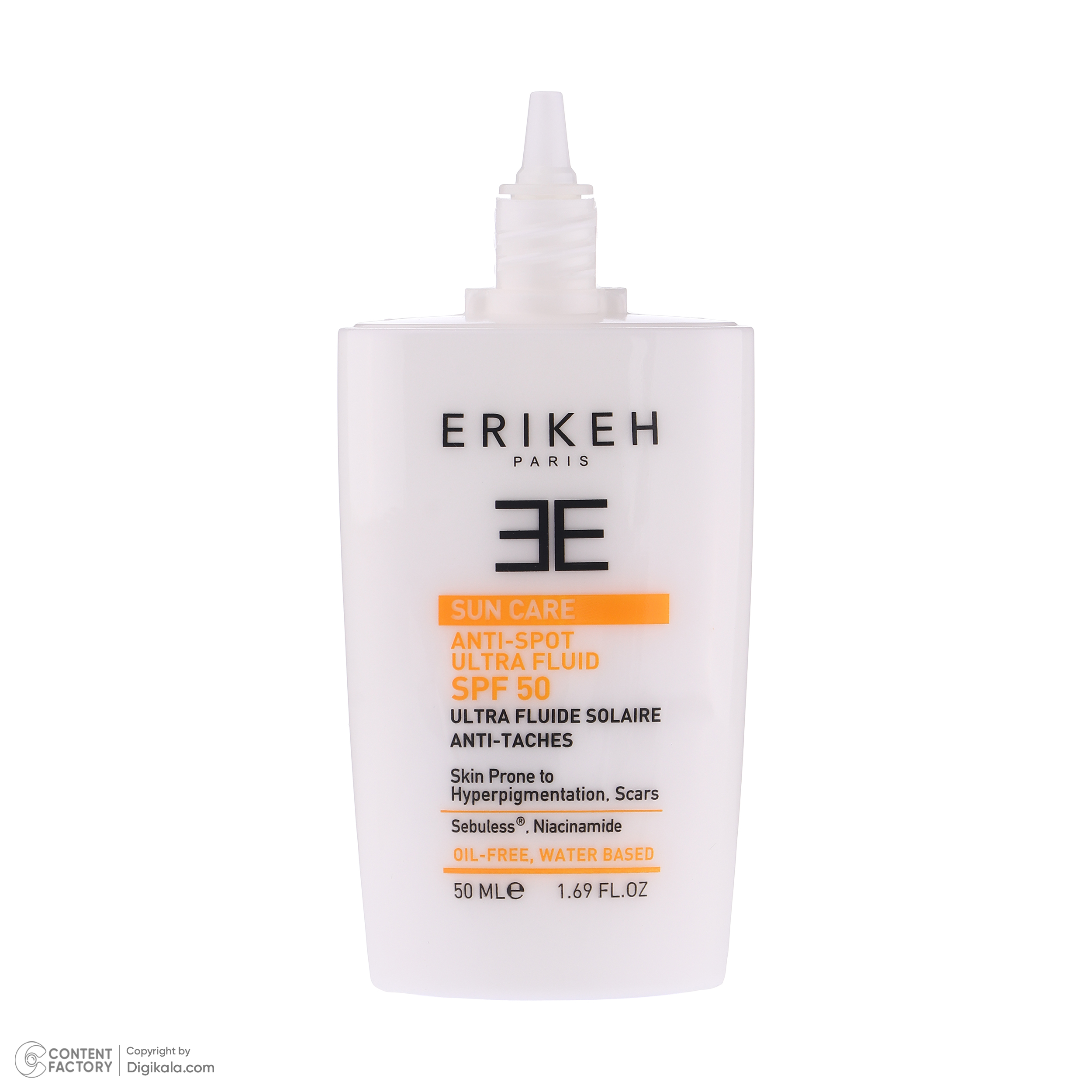 کرم ضد آفتاب بدون رنگ اریکه SPF50 مدل Anti-Spot ‌محافظ UVA،UVB مناسب انواع پوست حجم 50 میلی‌لیتر