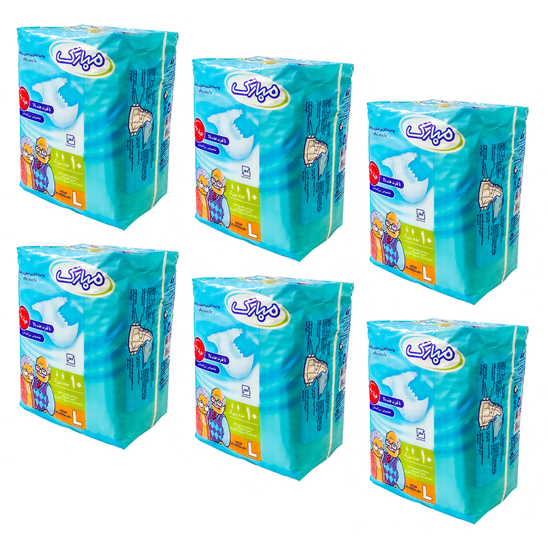 پوشینه بزرگسال مبارک مدل اکسترا سایز بزرگ مجموعه 6 عددی