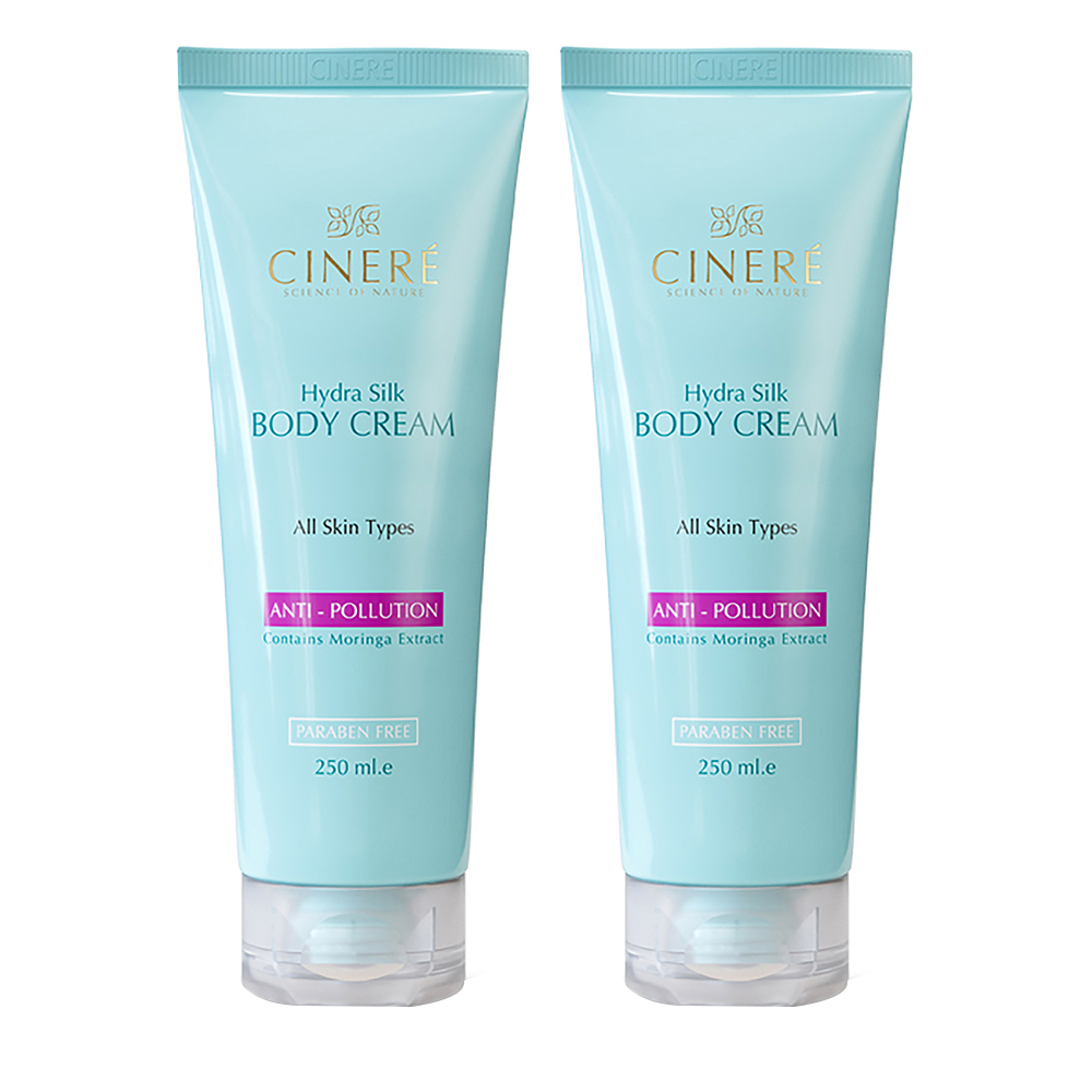 کرم بدن ضد آلودگی هوا سینره مدل HYDRASILK حجم 250 میلی لیتر مجموعه ۲ عددی