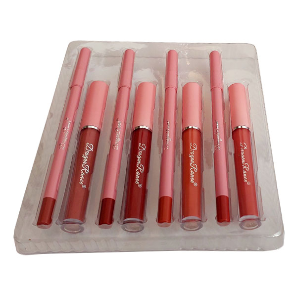 رژ لب مایع و مداد لب دراگون رانی مدل D6014 بسته 8 عددی