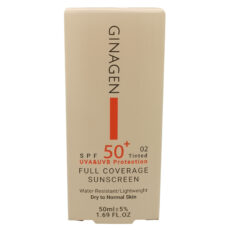 کرم ضد آفتاب رنگی ژیناژن SPF 50 مدل 02 محافظت‌کننده در برابر اشعه‌های UVA و UVB مناسب پوست‌های خشک و نرمال مجموعه حجم 50 میلی لیتر مجموعه دو عددی