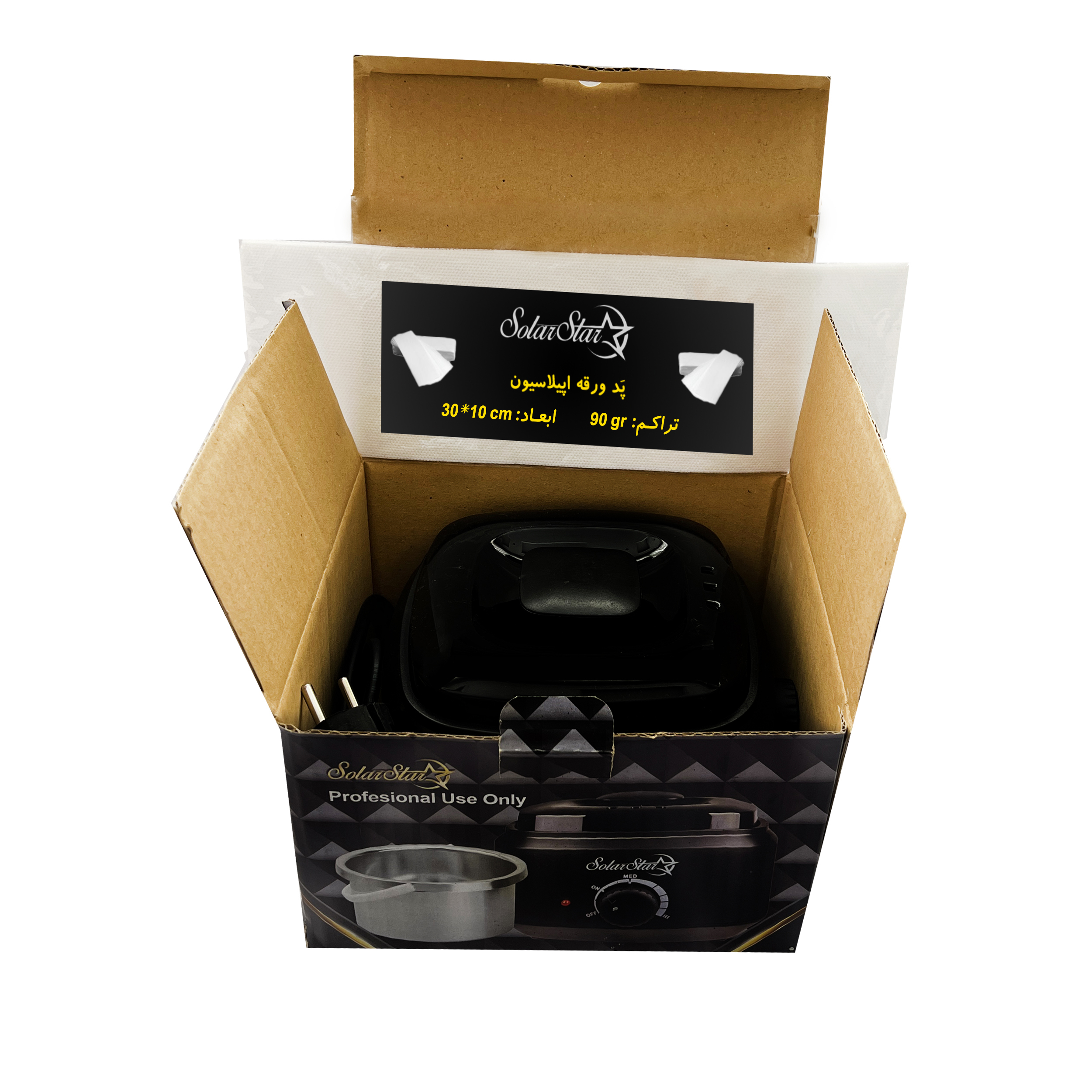 دستگاه موم گرم کن و ذوب وکس سولار استار مدل 601 به همراه پد اپیلاسیون بسته 10 عددی