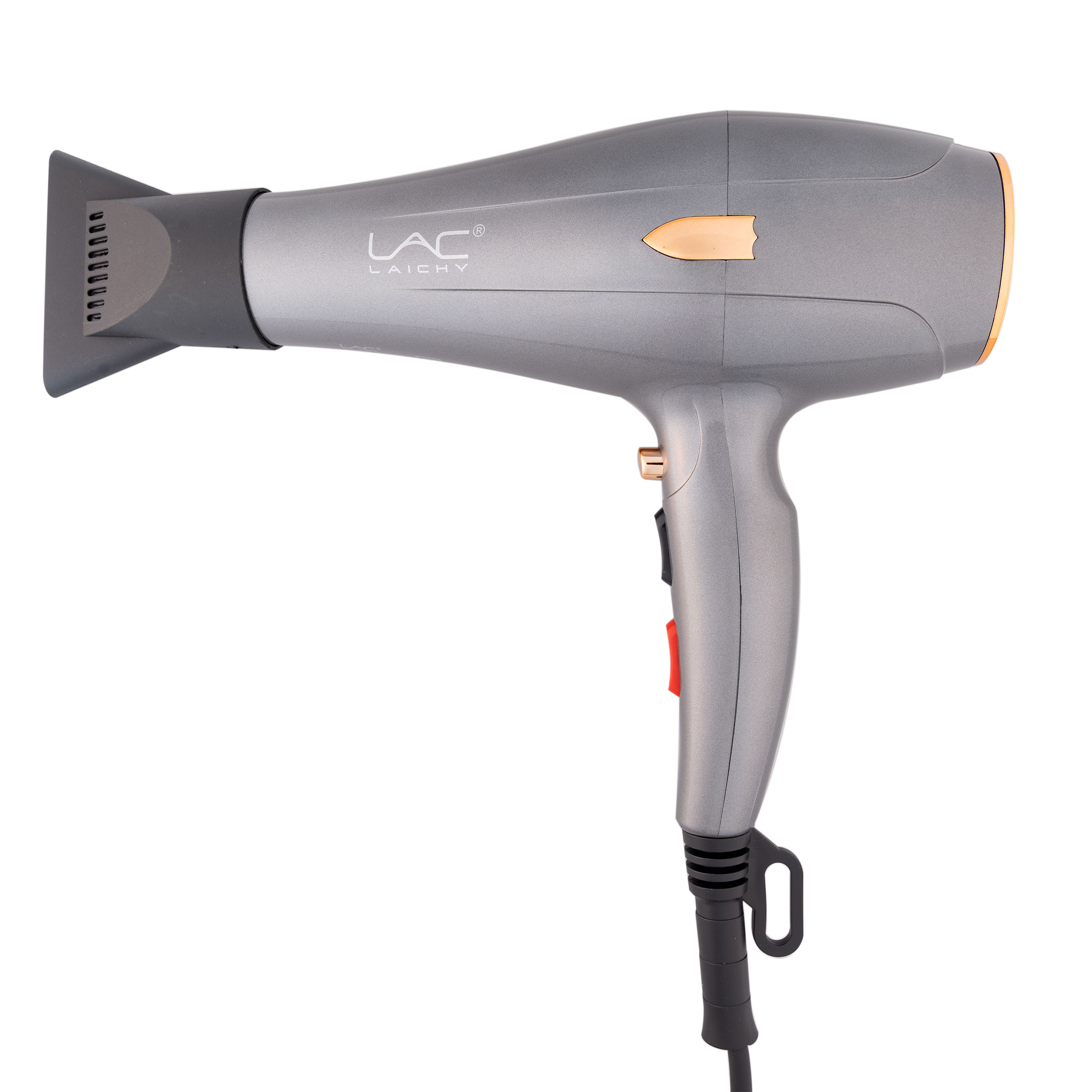 سشوار حرفهای لایچی مدل L-9080، موتور AC با توان مصرفی 2200 وات، دارای قابلیت باد سرد، طراحی ارگونومیک، فناوری تولید یون، با حالت صافکننده و حجمدهنده، وزن 500 گرم، تنظیم حرارت 3 حالته و کنترل سرعت 2 حالته، به همراه 2 سری متمرکزکننده