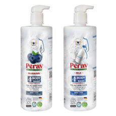 شامپو بدن پراو مدل بلوبری و شیر وزن 1000 گرم بسته دو عددی