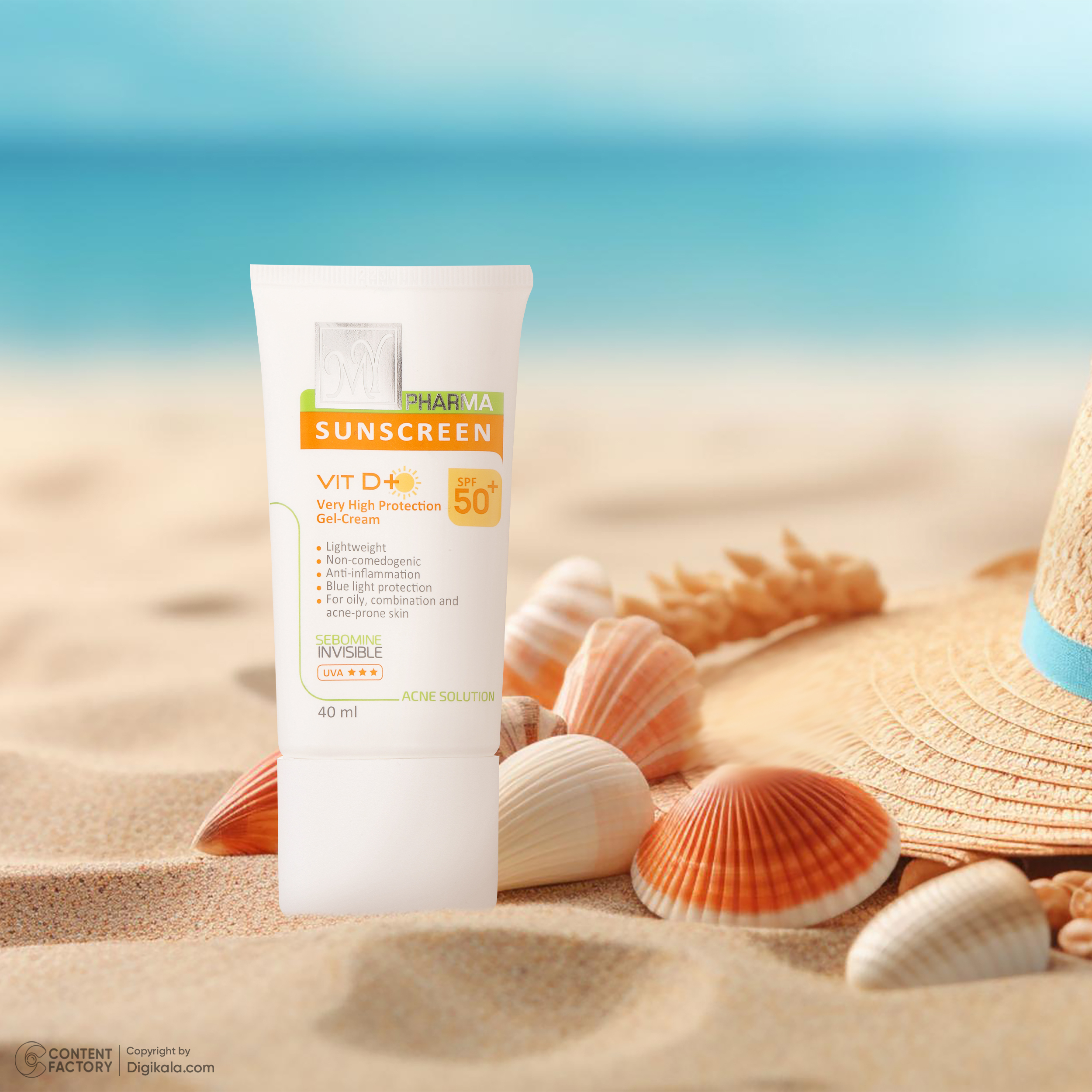 کرم ضدآفتاب بی‌رنگ مای سری فارما مدل SPF50، مناسب پوست‌های چرب و مختلط، حجم 40 میلی‌لیتر