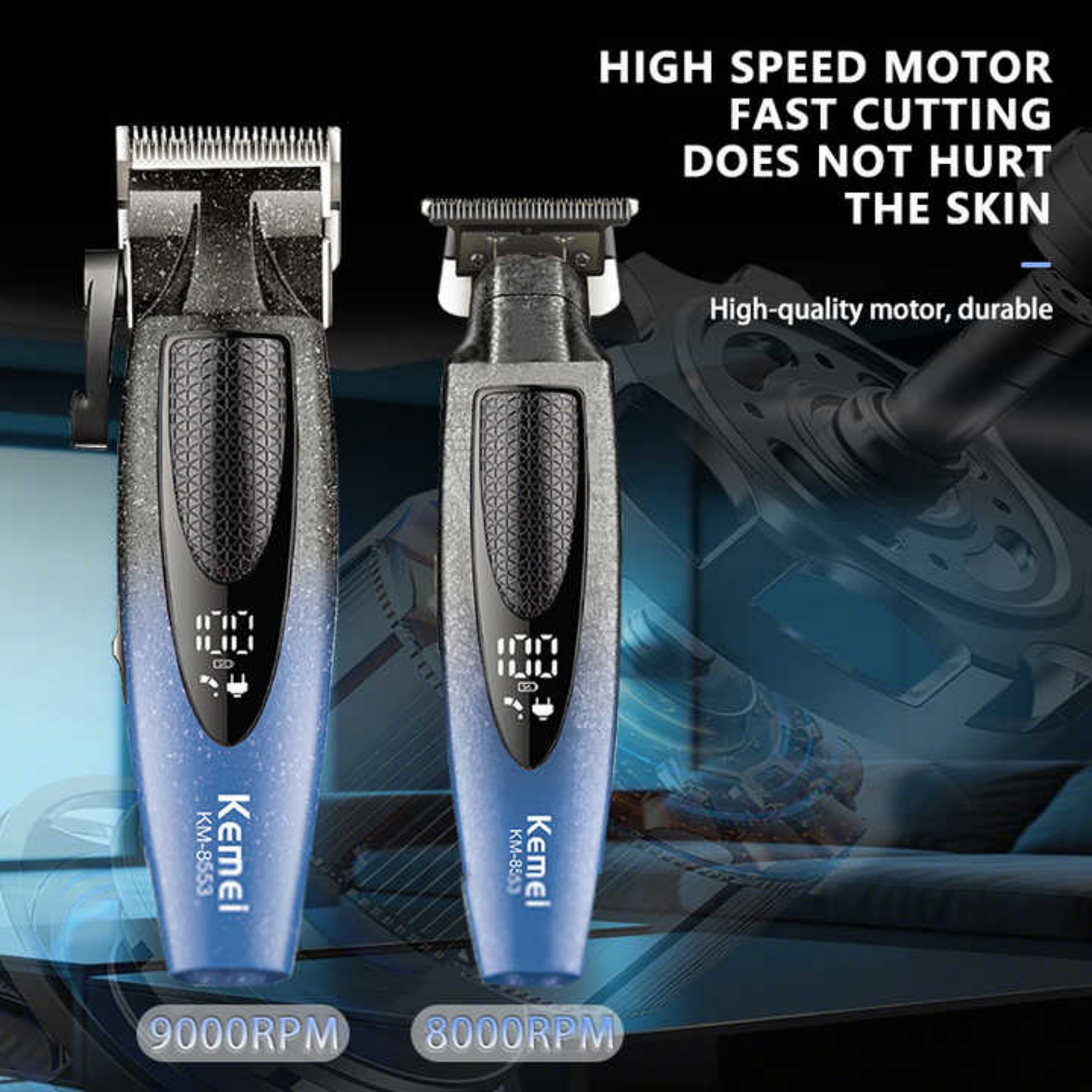 ماشین اصلاح موی سر و صورت شارژی کیمی مدل KM-8552 & KM-8553 مجموعه 2 عددی