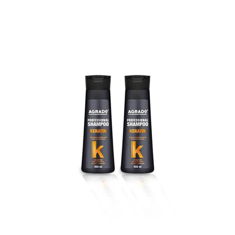 شامپو تقویت کننده و ترمیم کننده مو آگرادو مدل کراتین حجم 400 میلی لیتر مجموعه 2 عددی