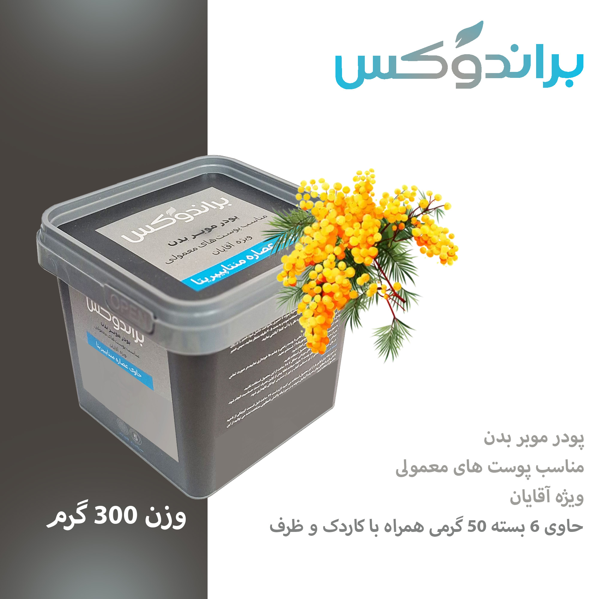 پودر موبر بدن براندوکس مدل Piperita وزن 300 گرم مجموعه 6 عددی