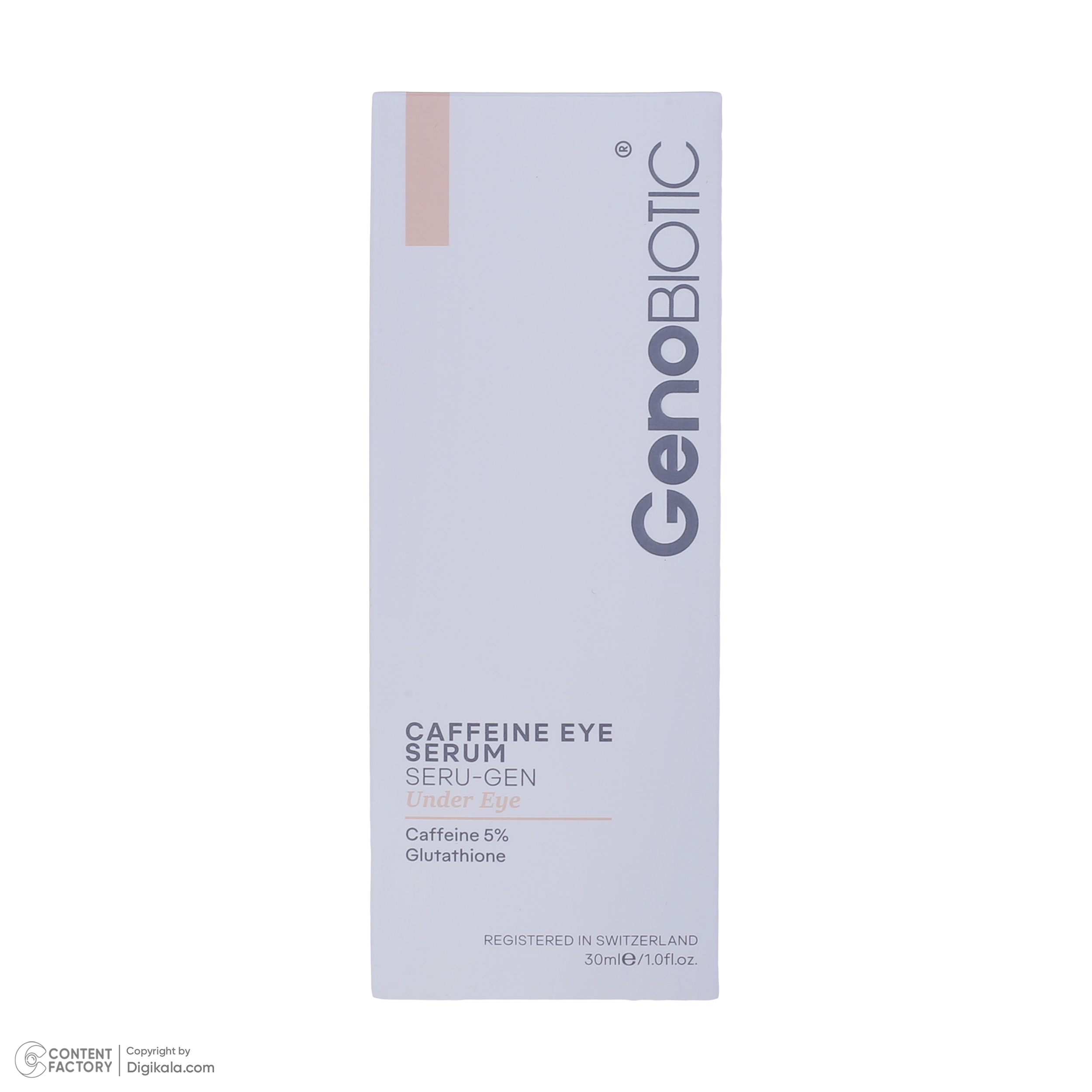 سرم دور چشم ژنوبایوتیک مدل کافئین مناسب انواع پوست حجم 30 میلی لیتر