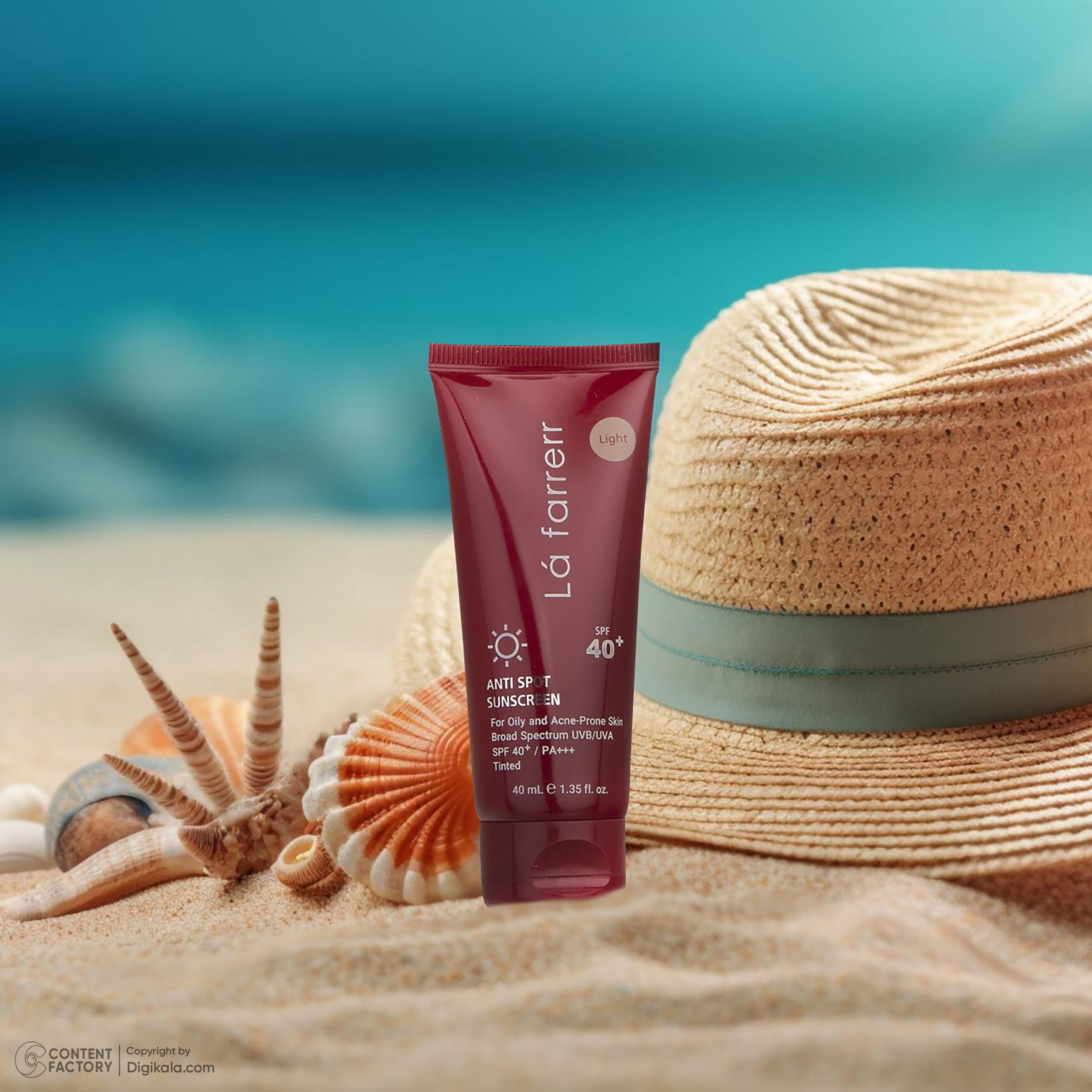 کرم ضدآفتاب و ضدلک رنگی لافارر مدل SPF40-Light، مناسب پوستهای چرب، حجم 40 میلیلیتر