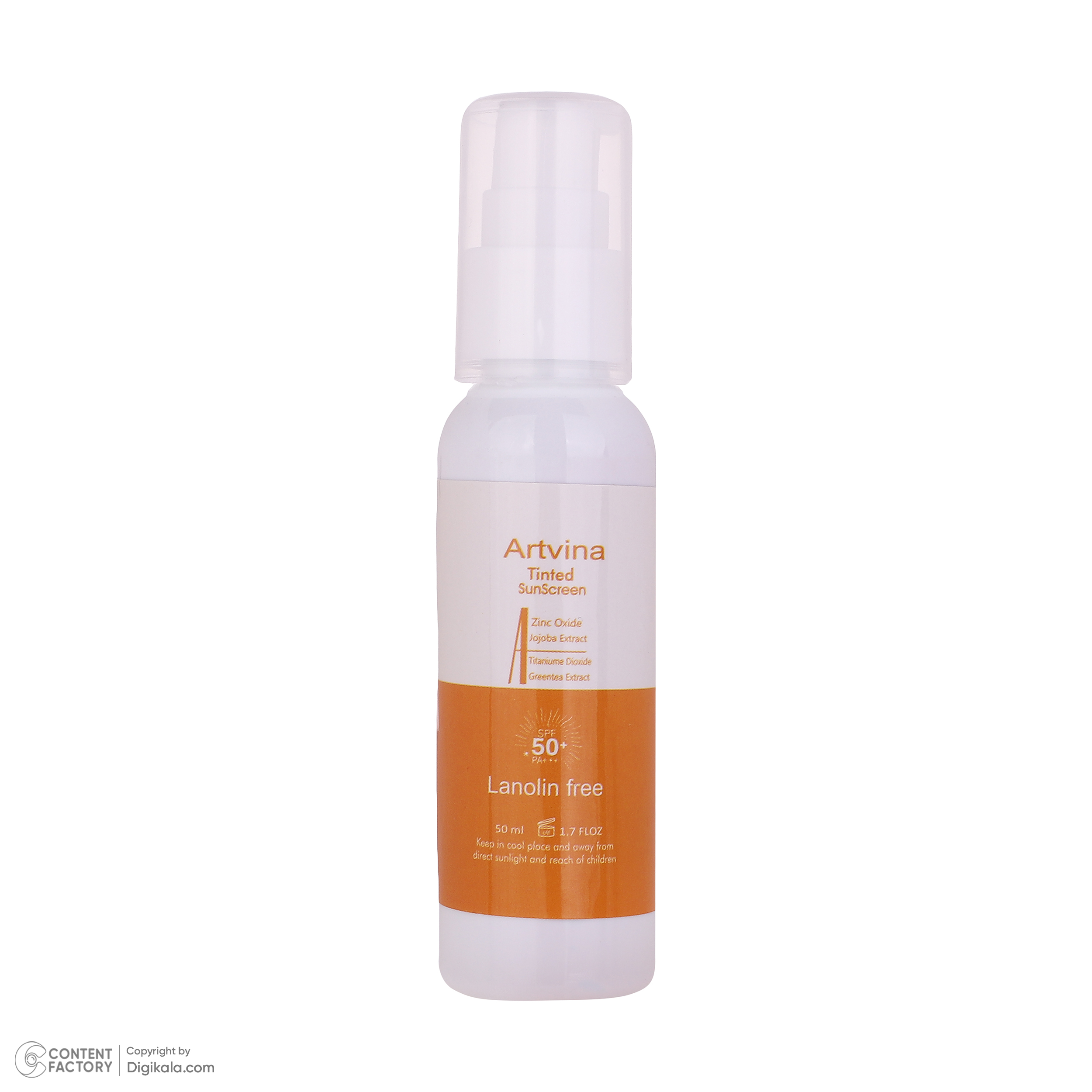 کرم ضد آفتاب رنگی صورت و بدن آرت وینا SPF50 مدل COVER و PA+++ مناسب انواع پوست حجم 50 میلی‌لیتر