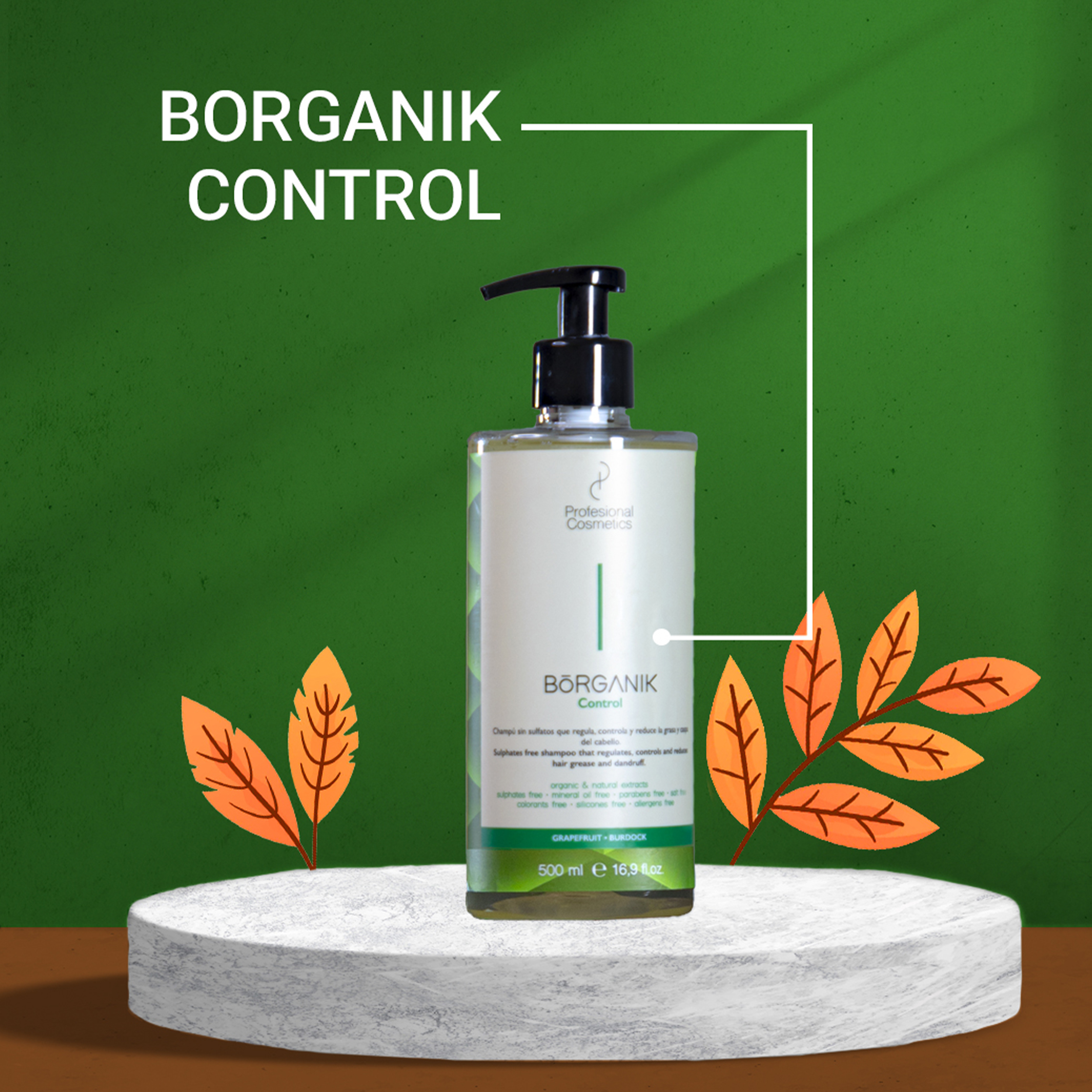 شامپو مو بدون سولفات پروفشنال کازمتیکز مدل borganik حجم 500 میلی لیتر