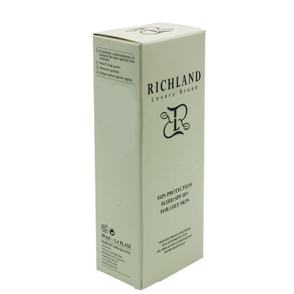 فلوئید ضد آفتاب بی رنگ ریچلند SPF 50 مدل 01 مناسب پوست‌های چرب حجم 40 میلی‌لیتر