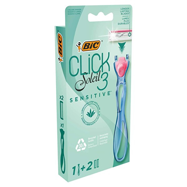 خود تراش بیک مدل 3 لبه به همراه تیغ یدک بسته 2 عددی