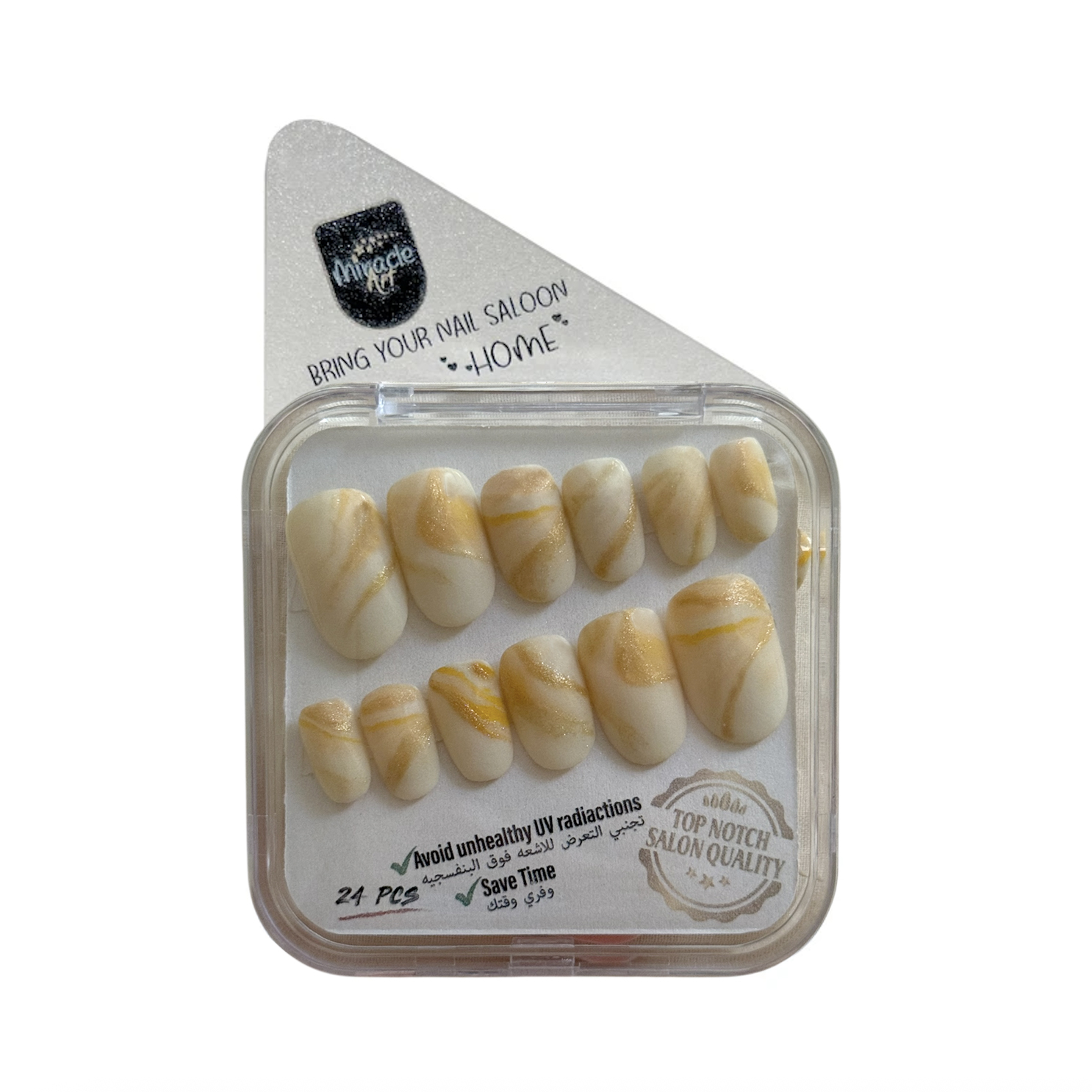 ناخن مصنوعی دست میراکل آرت مدل R2400103 بسته 24 عددی