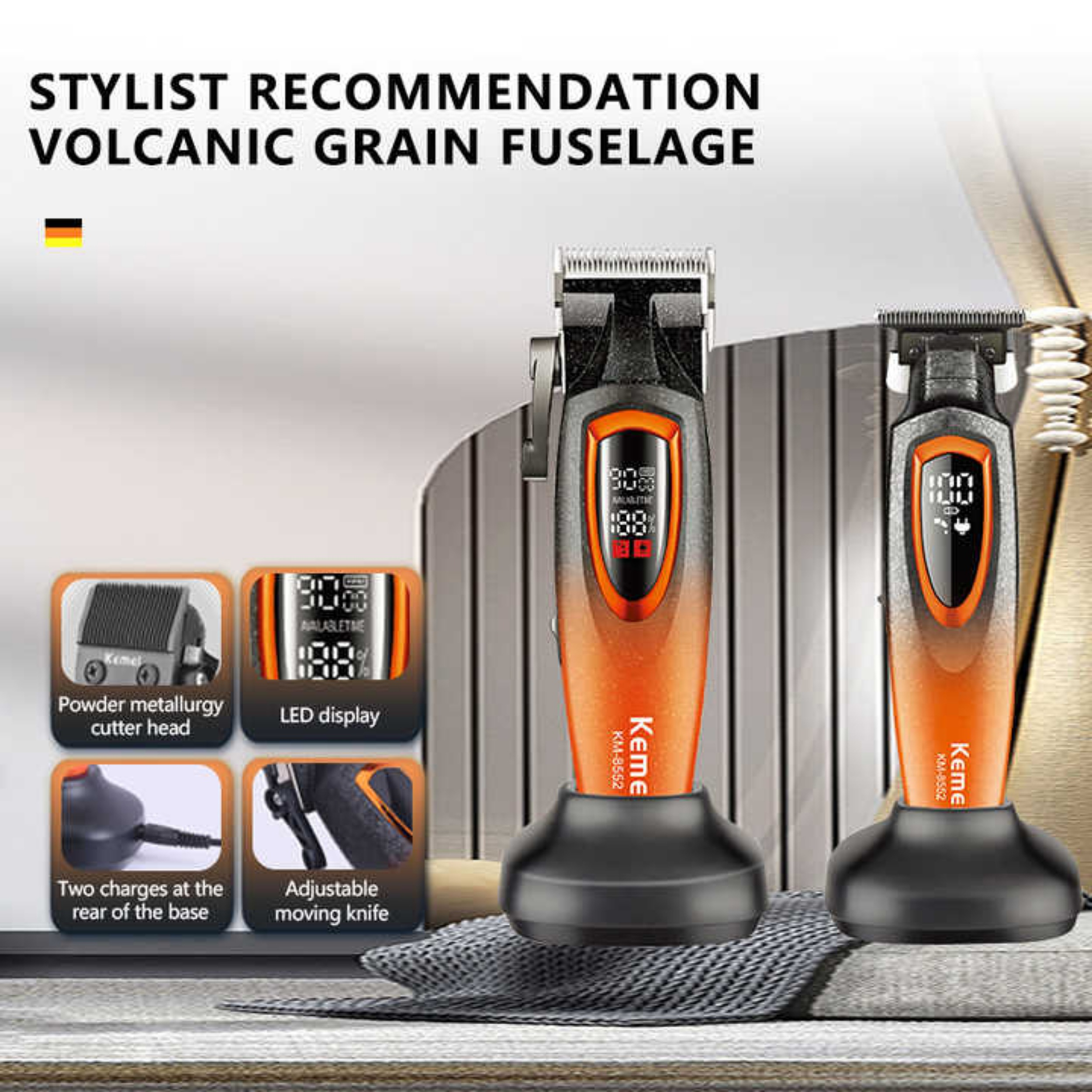 ماشین اصلاح موی سر و صورت شارژی کیمی مدل KM-8552 & KM-8553 مجموعه 2 عددی