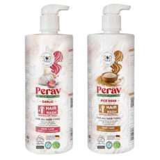 شامپو مو پراو مدل سبوس برنج و سیر مناسب برای انواع مو وزن 1000 گرم بسته 2 عددی
