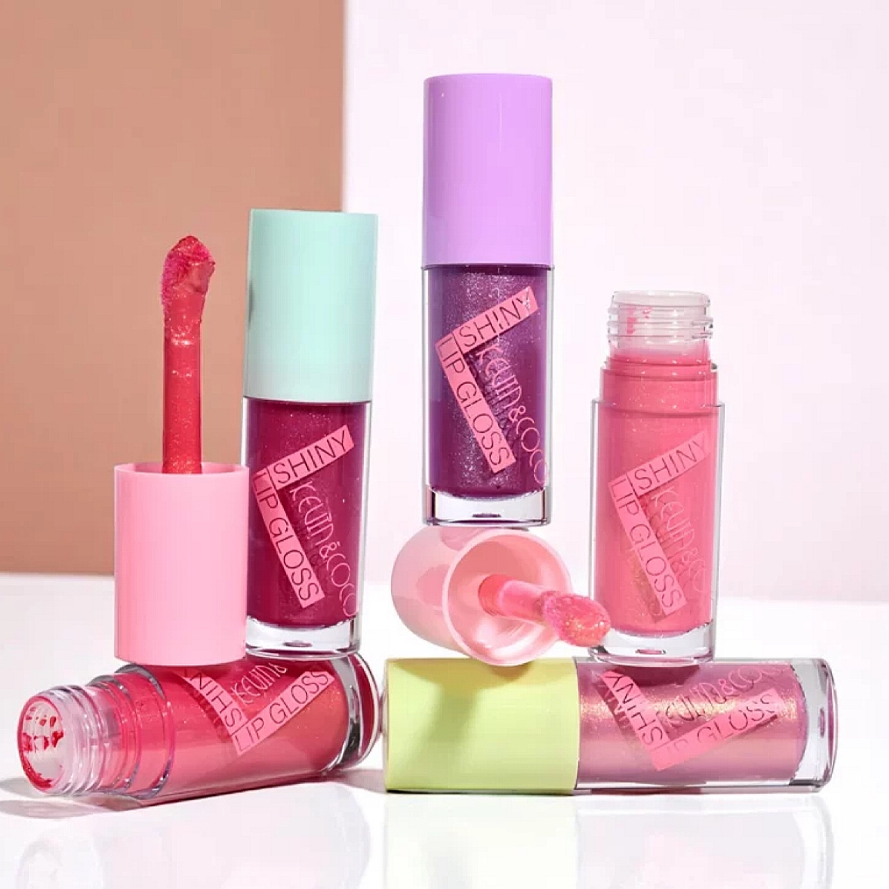 رژ لب مایع کوین اند کوکو مدل شاینی شماره 055 مجموعه 5 عددی