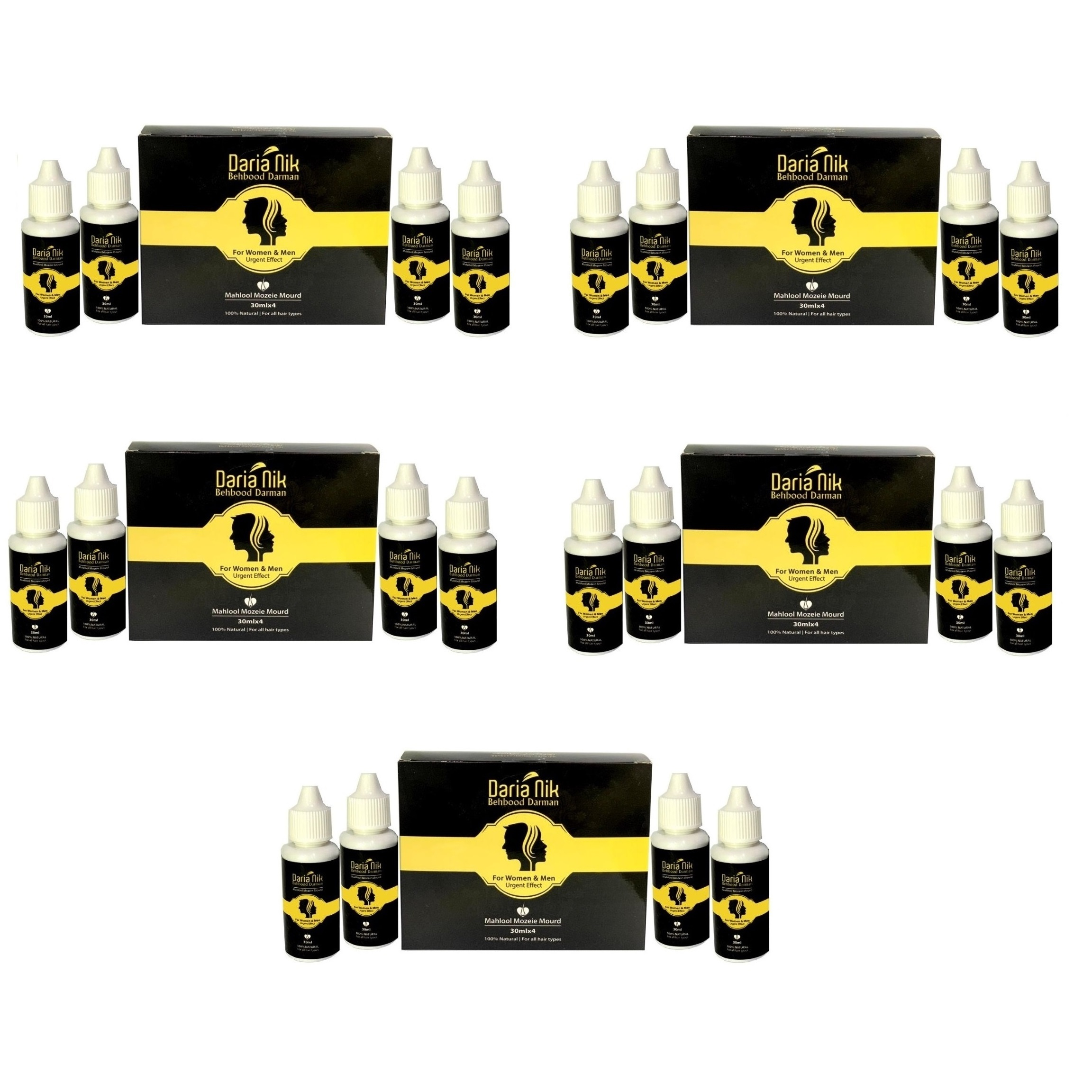 محلول ضدریزش و رفع سفیدی مو و ابرو بهبود درمان داریا نیک مدل Mourd حجم 30 میلی لیتر مجموعه 5 عددی