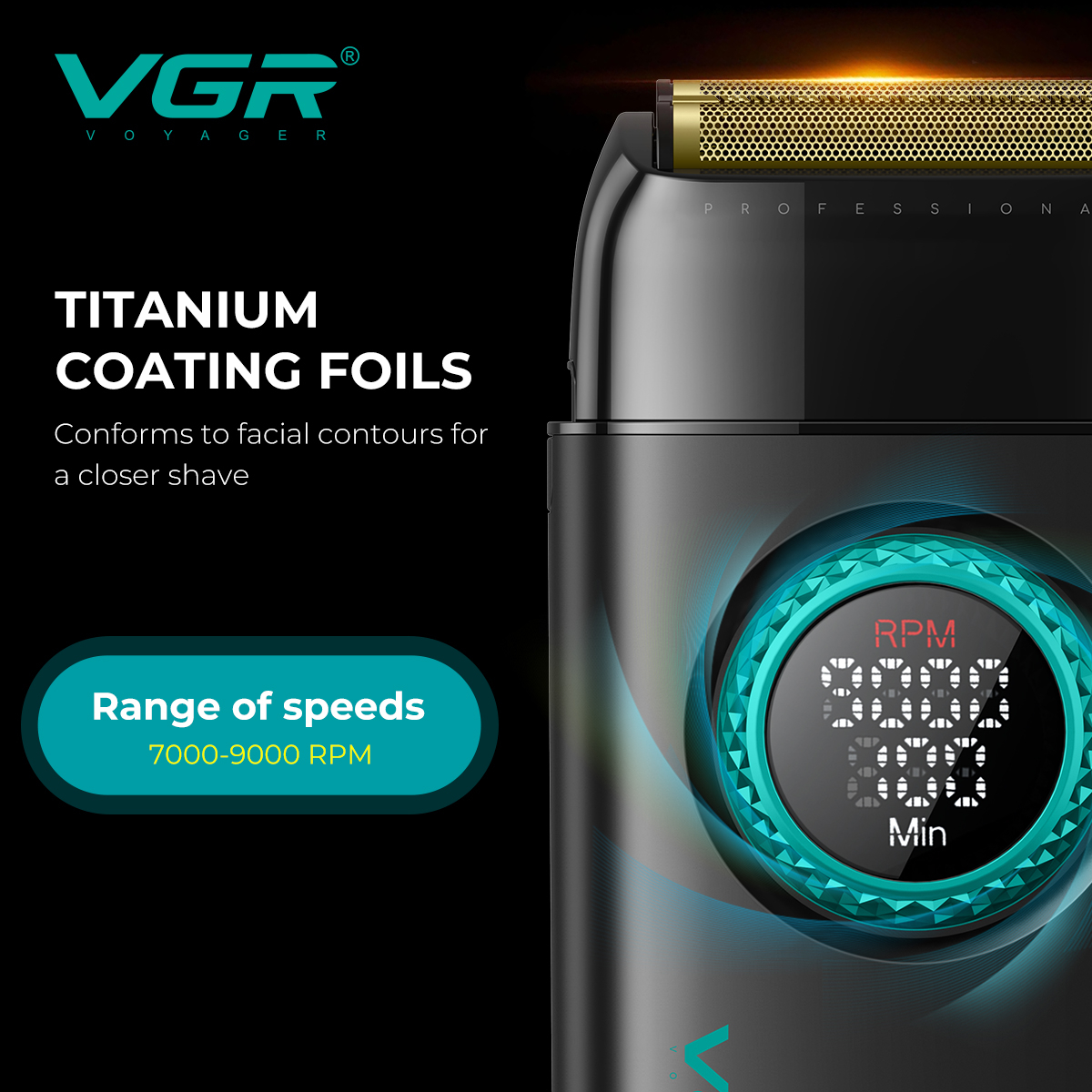 ست سشوار و ماشین اصلاح موی سر و صورت شارژی وی جی آر مدل Stepless pro مجموعه ۴ عددی