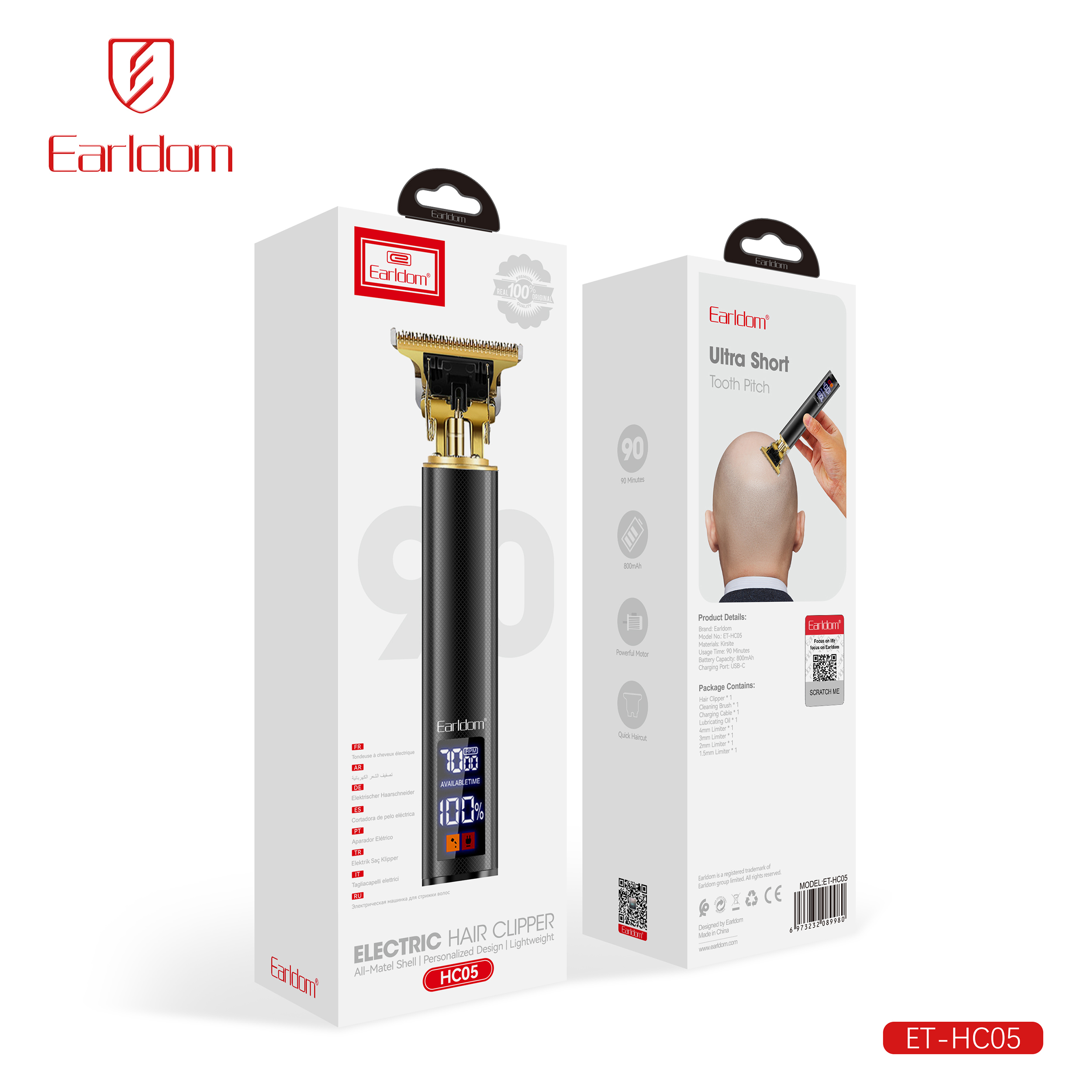 ماشین اصلاح موی سر و صورت شارژی ارلدام مدل HAIR CLIPPER HC05