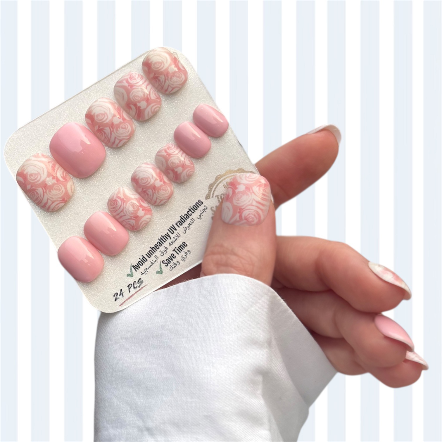 ناخن مصنوعی دست میراکل آرت مدل flower کد SH2400105 بسته 24 عددی