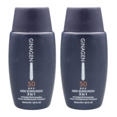 کرم ضد آفتاب بدون رنگ ژیناژن SPF 50 مدل 3in1 ‌محافظ UVA ،UVB ضد حساسیت، ضد چروک و ضد پیری، مناسب انواع پوست‌ حجم 50 میلی‌لیتر مجموعه دو عددی
