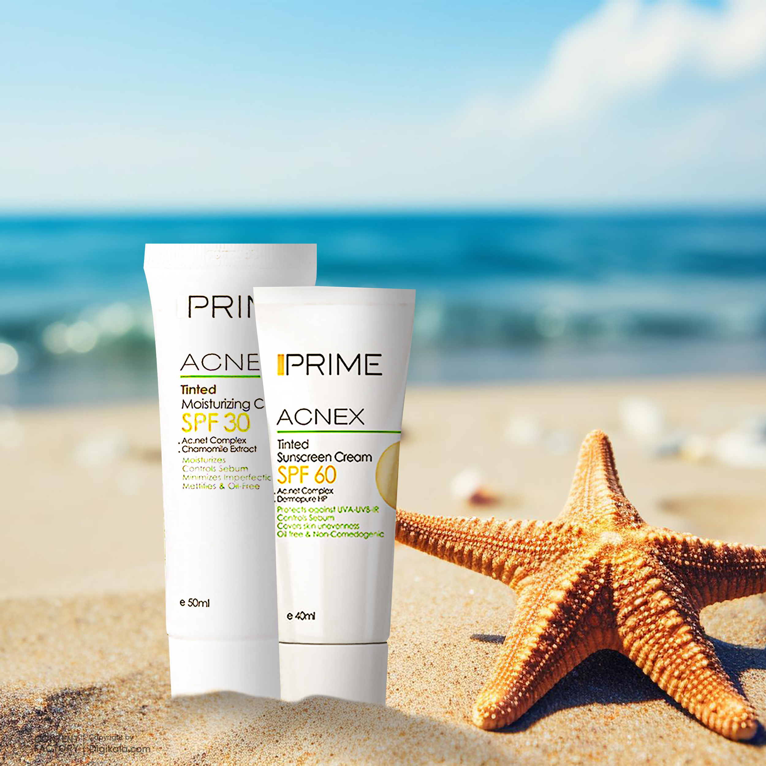 کرم ضدآفتاب پرایم مدل Acnex، حجم 50 میلی‌لیتر به همراه کرم ضدآفتاب پرایم مدل ACNEX-60، حجم 40 میلی‌لیتر
