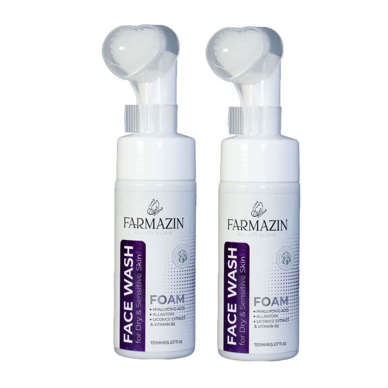فوم شستشوی صورت فارمازین مدل شیرین بیان مناسب برای پوست خشک و حساس حجم 150 میلی لیتر مجموعه دو عددی