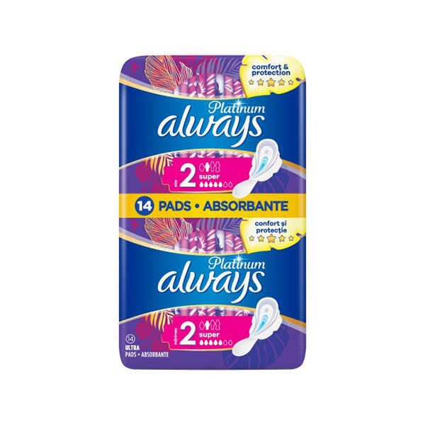 نوار بهداشتی الویز مدل SUPER PLATINUM  سایز متوسط بسته 14 عددی