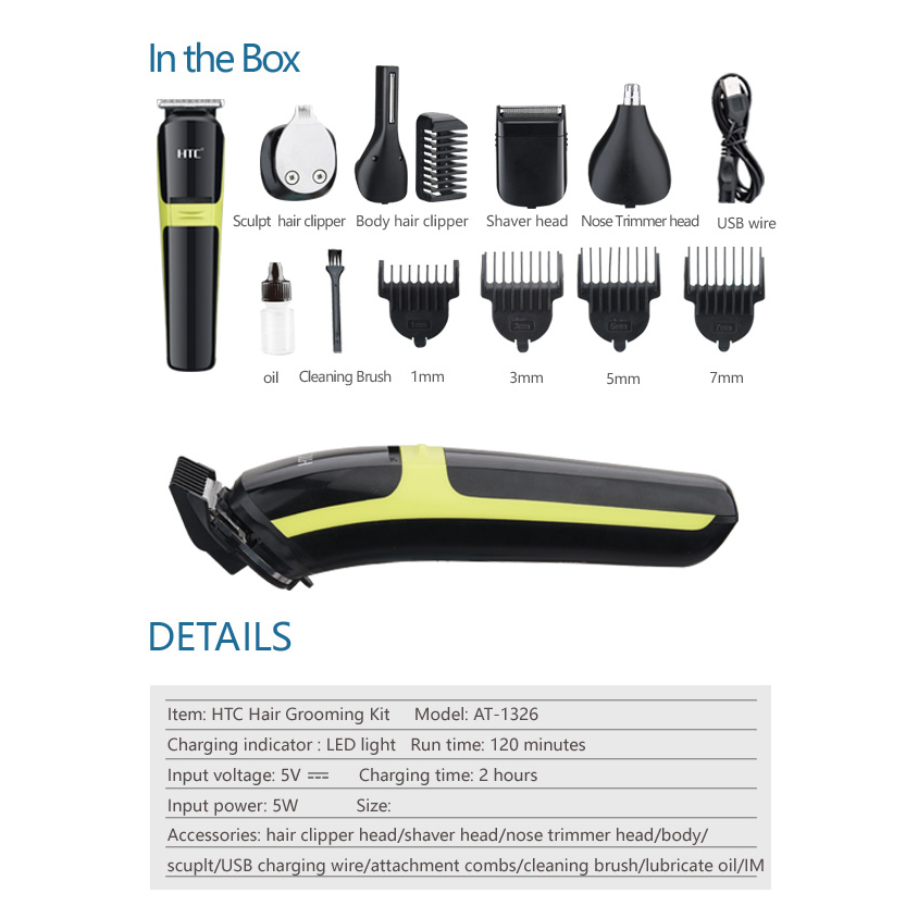 ست ماشین اصلاح موی صورت و بدن اچ تی سی مدل AT-1326