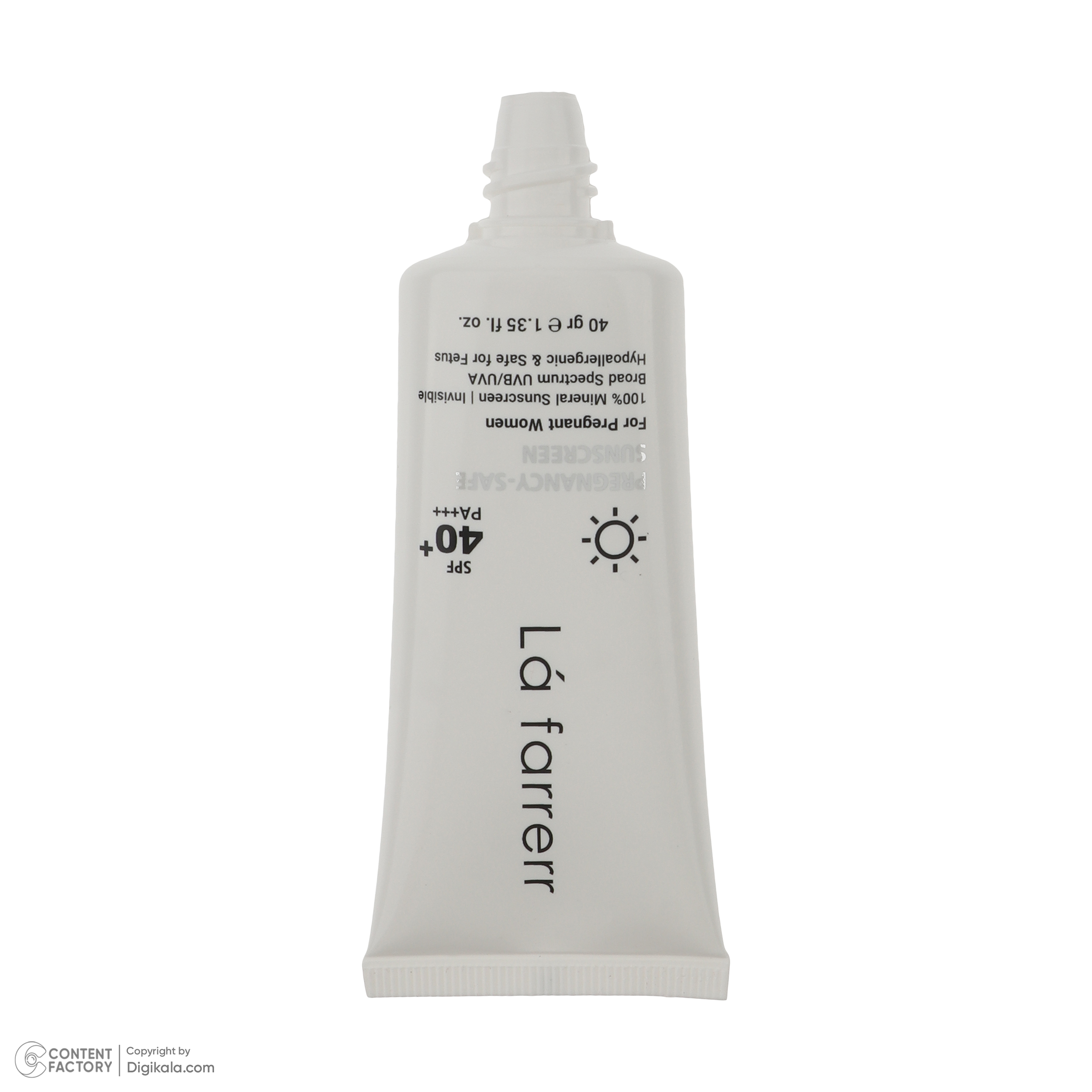 کرم ضد آفتاب بدون رنگ لافارر SPF 40 مدل PREGNANCY SAFE، حاوی محافظ UVA و UVB و PA+++ مناسب پوست بانوان باردار حجم 40 میلیلیتر